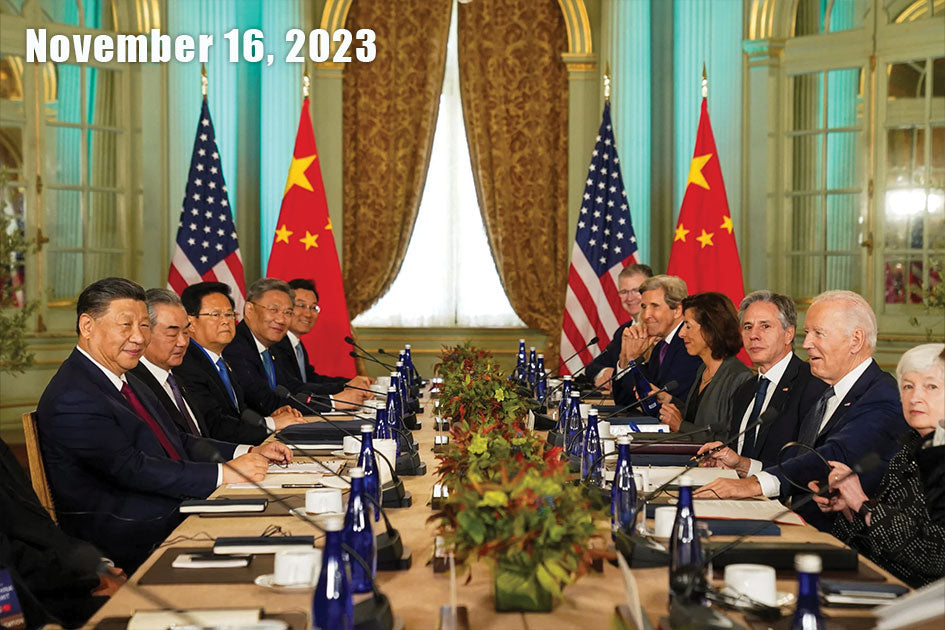 Dacasso Chocolate Brown Leather Conference Pads used at APEC U.S. Summit by President's Joe Biden and Xi Jinping