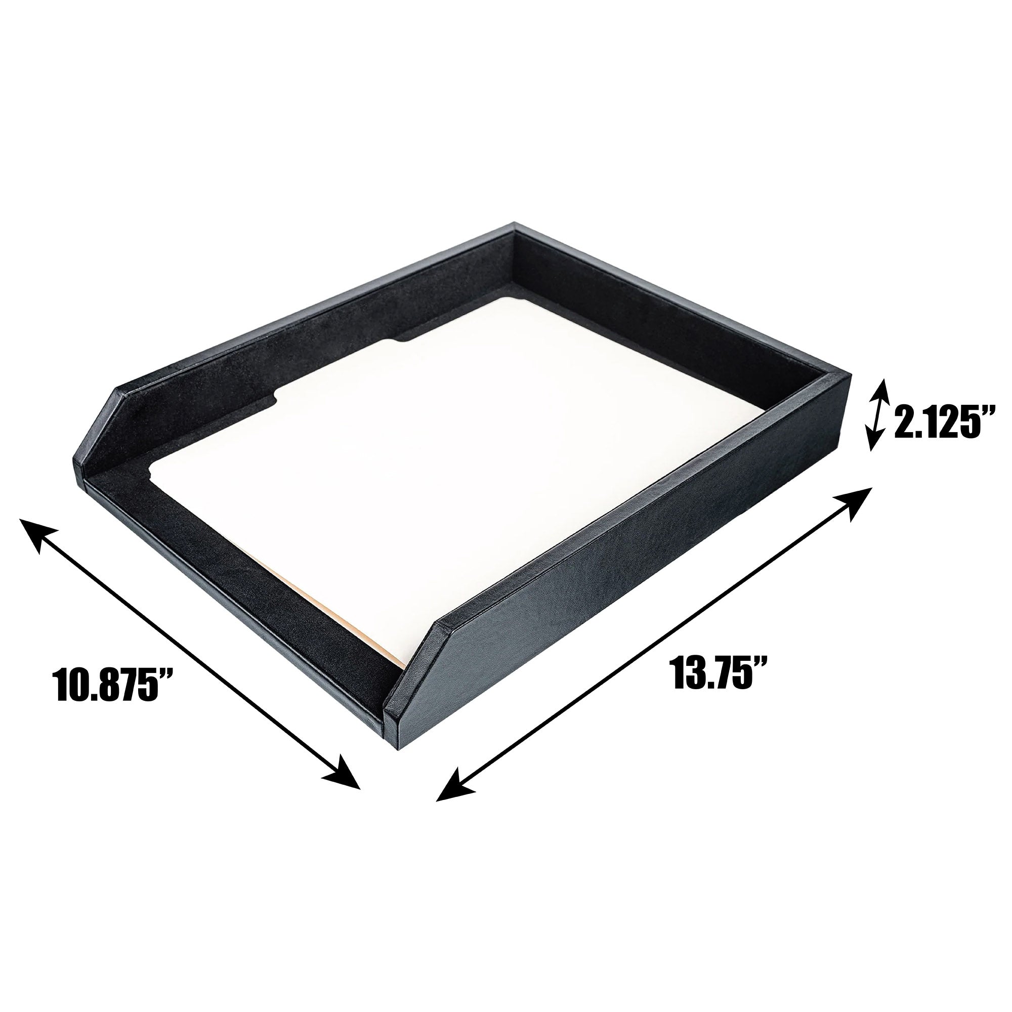 Classic Black Leather Front-Load Letter Tray