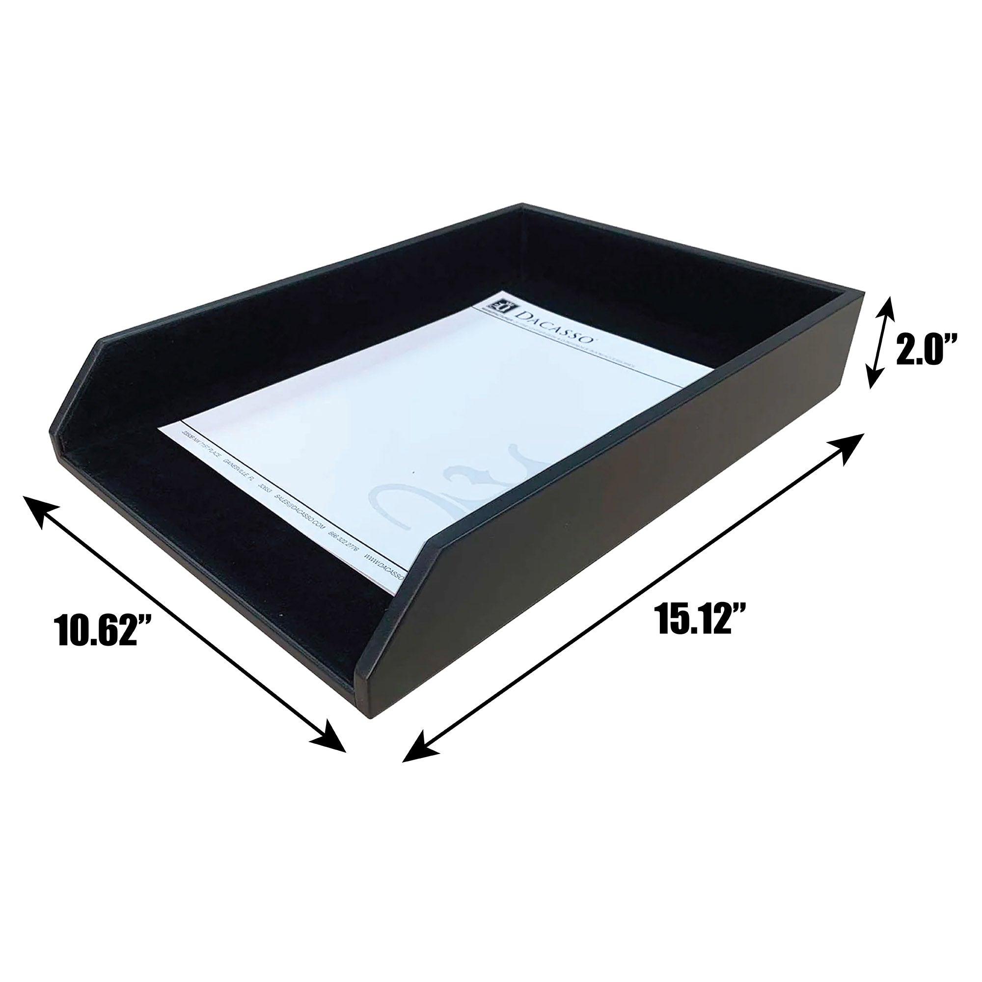 Classic Black Leather Letter Tray, Legal Size