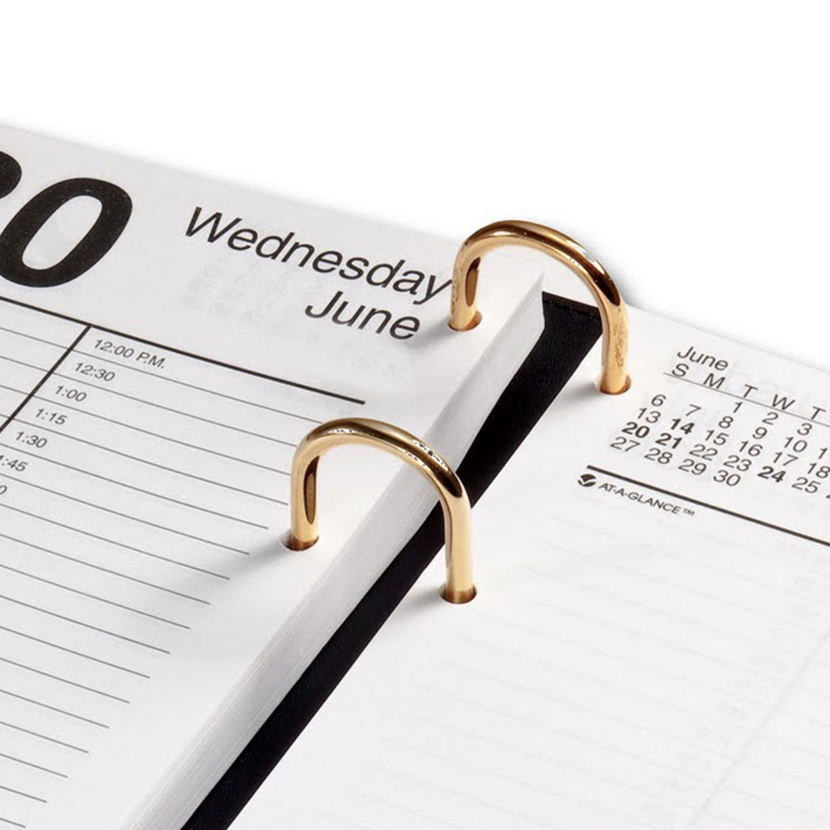 Black Leather 3.5" x 6" Calendar Holder with Gold Accents