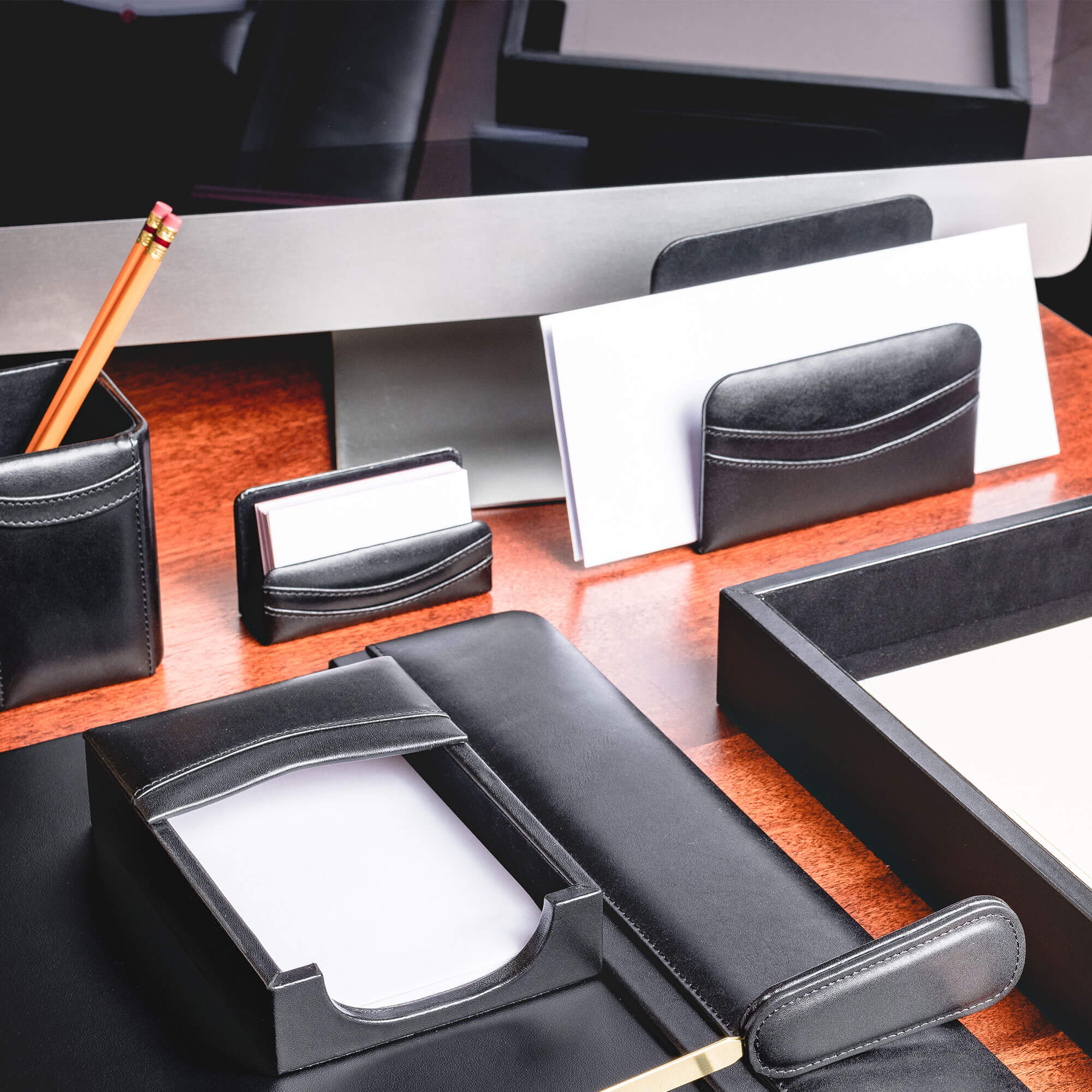 Classic Black Leather Business Card Holder