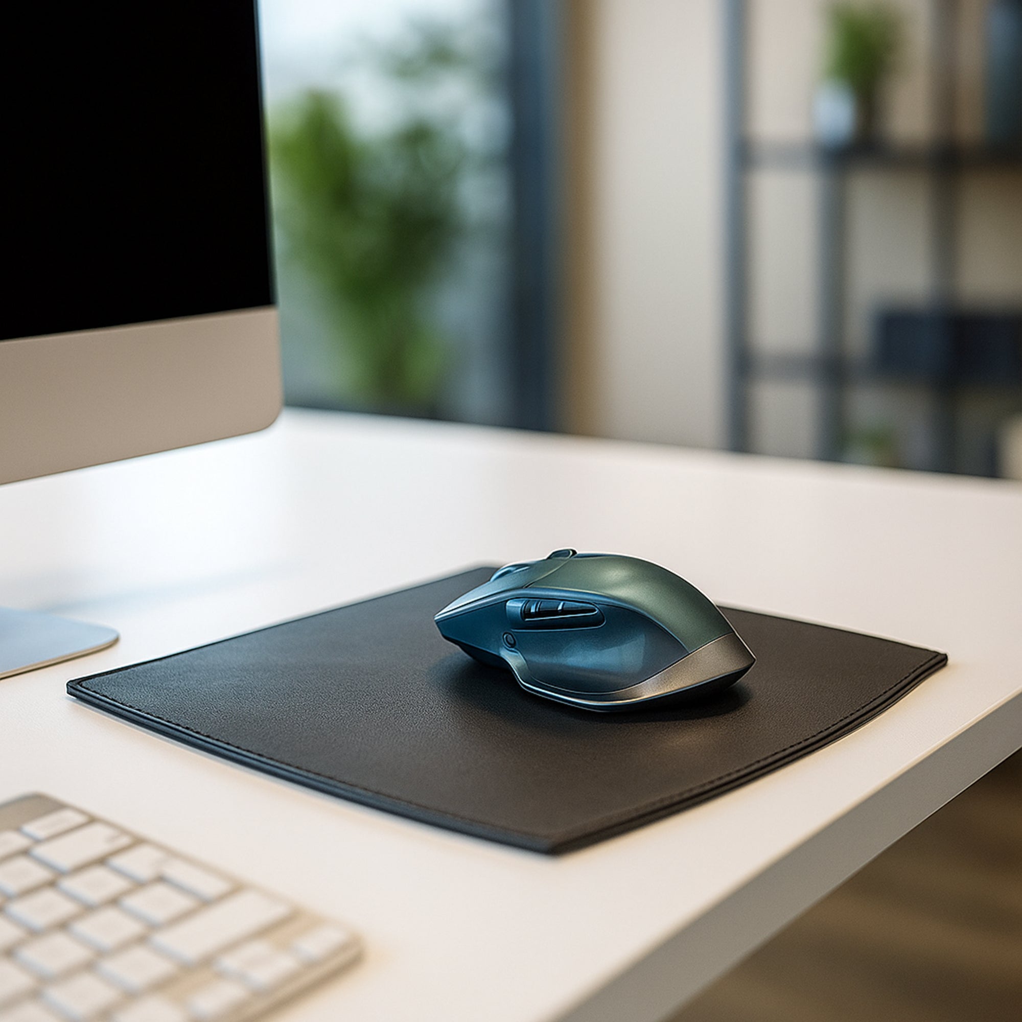 Classic Black Leather Mouse Pad