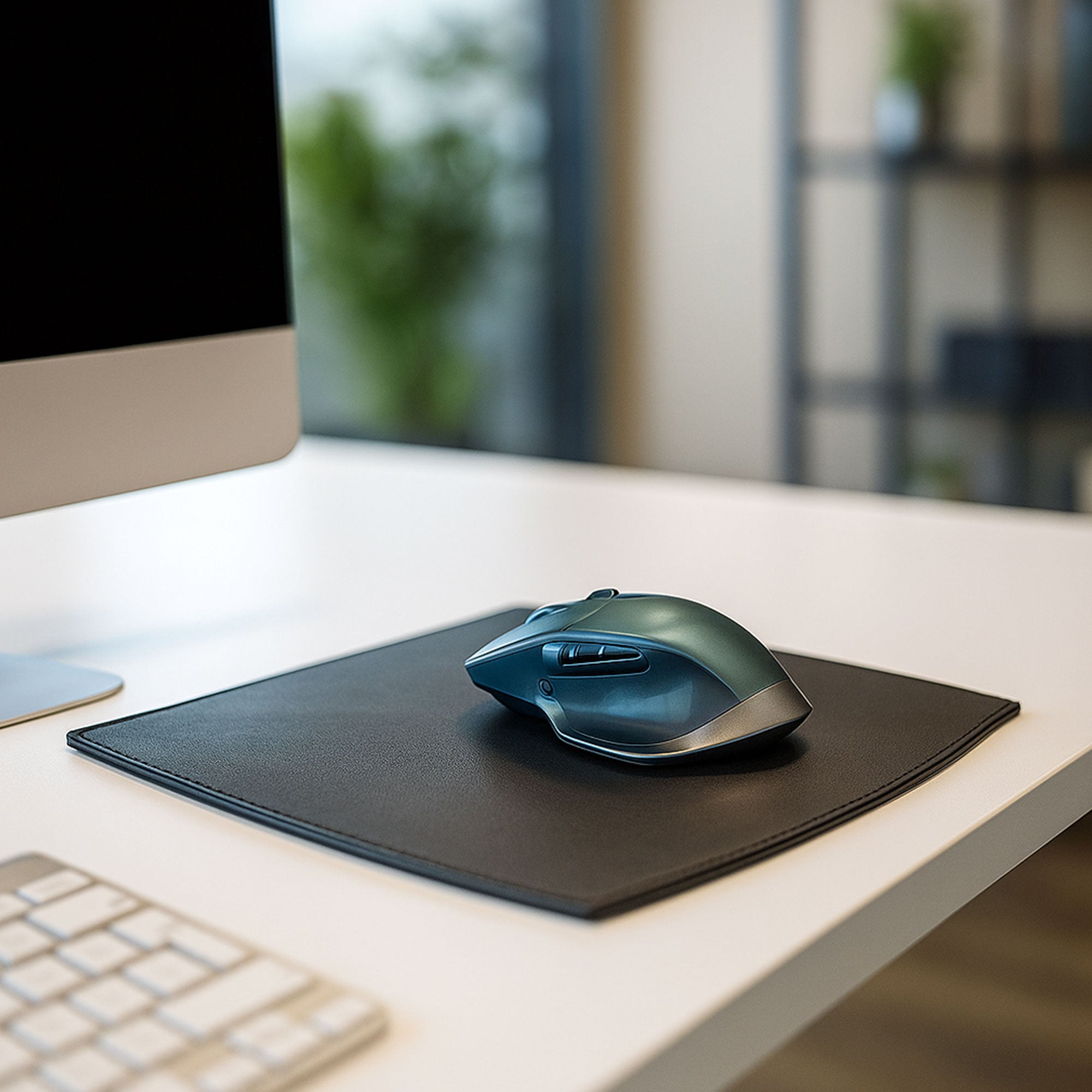 Classic Black Leather Mouse Pad
