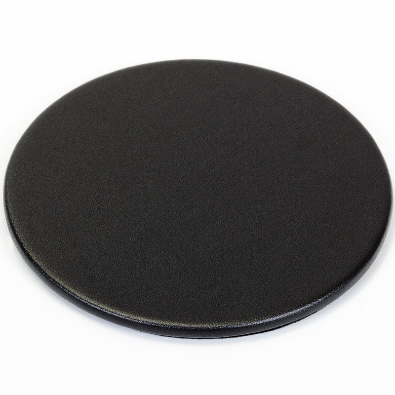 Black Leatherette 4 Round Coaster Set w/ Holder