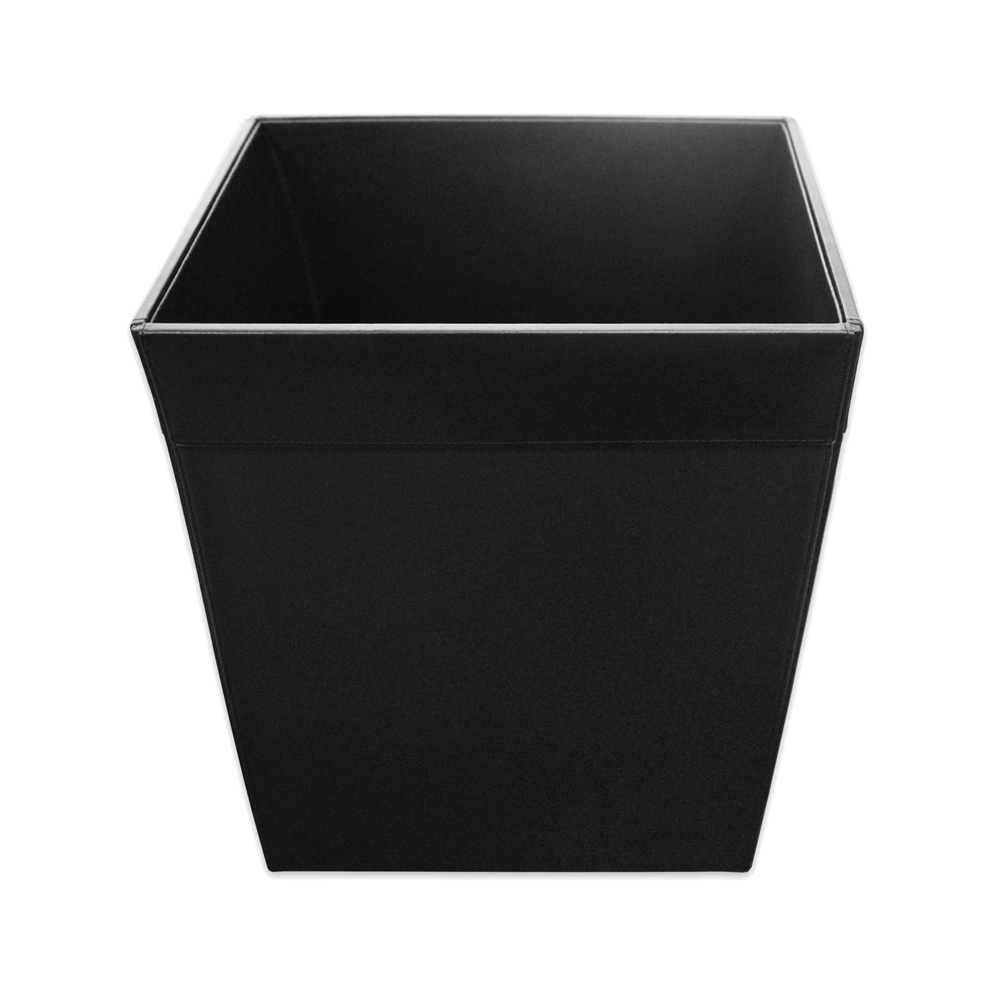 Classic Black Leather Square Waste Basket, 32 Qt