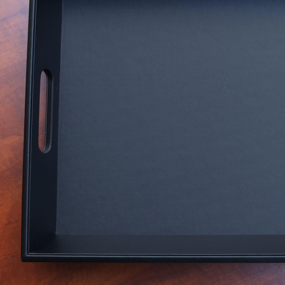 Classic Black Leather Serving Tray with Handles