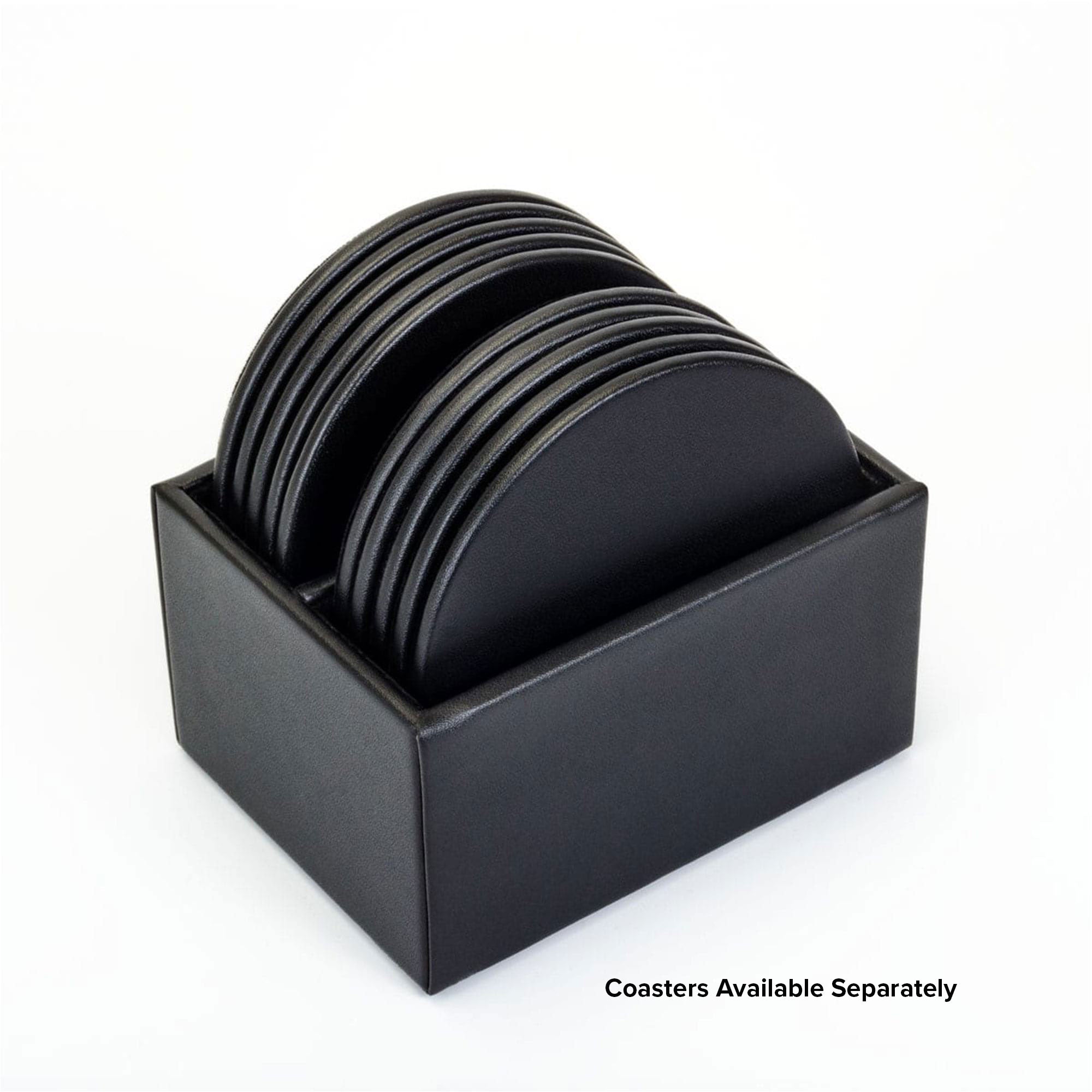 Black Leather 10pc Coaster Holder