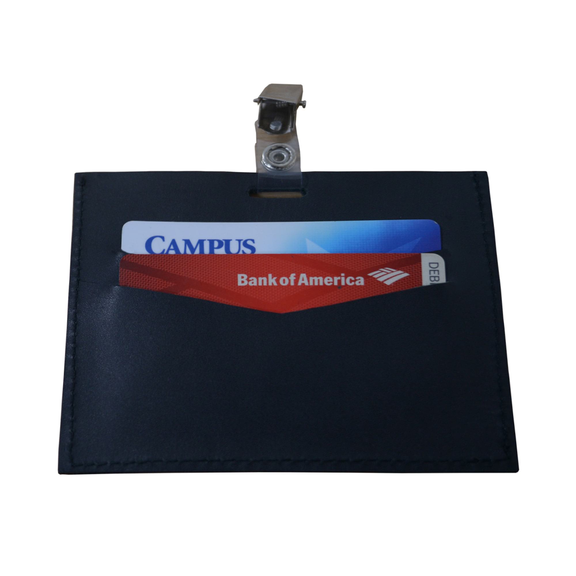 Black Leather ID Badge Holder