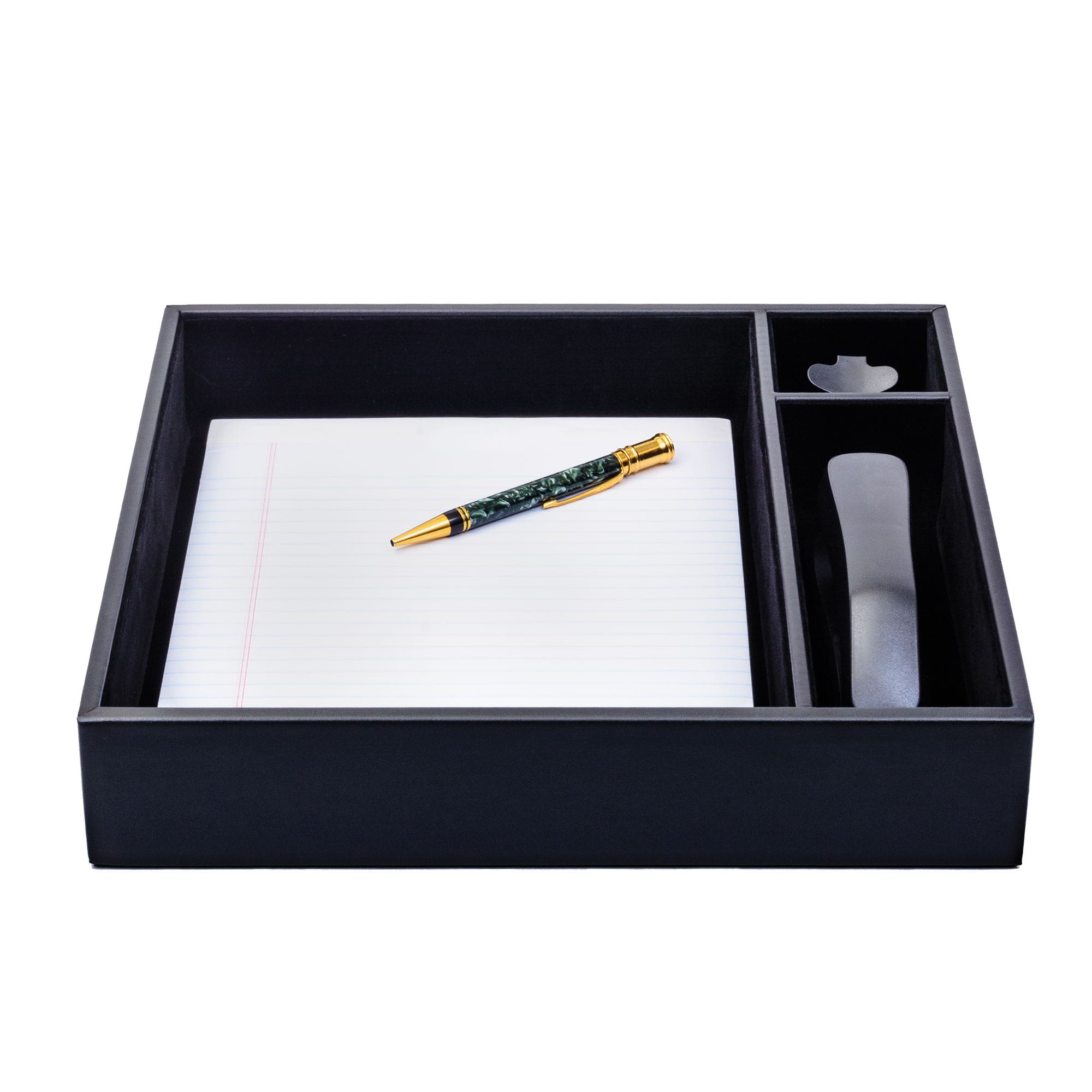 レザーテーブル トレー Black Leather Conference Room Organizer Tray