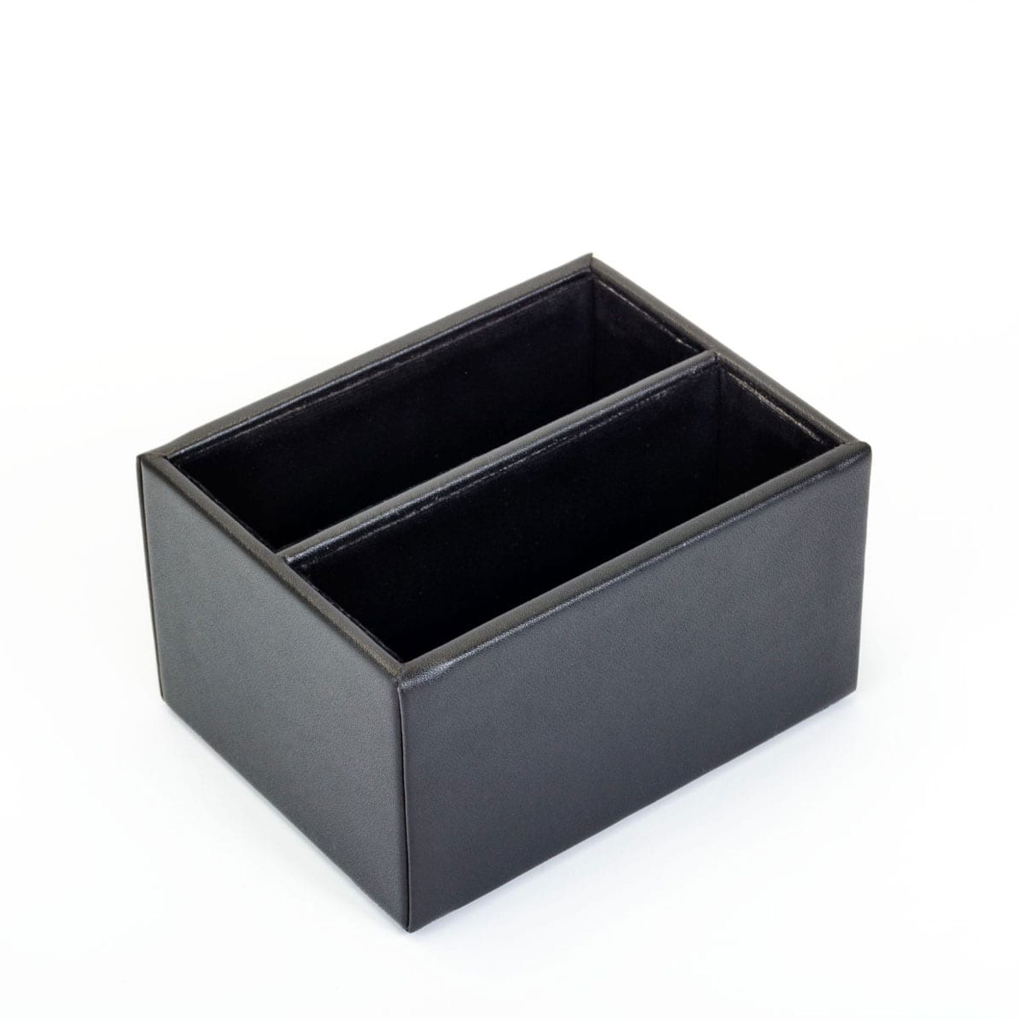 Black Leather 10 Square Coaster Set w/ Holder