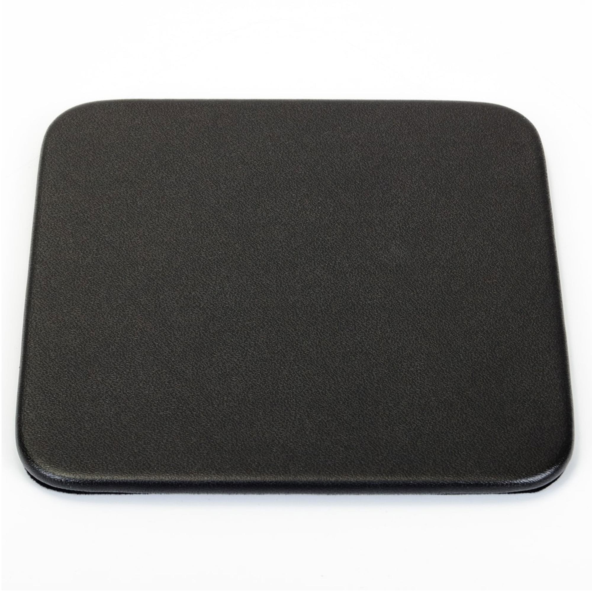 Black Leather 10 Square Coaster Set w/ Holder