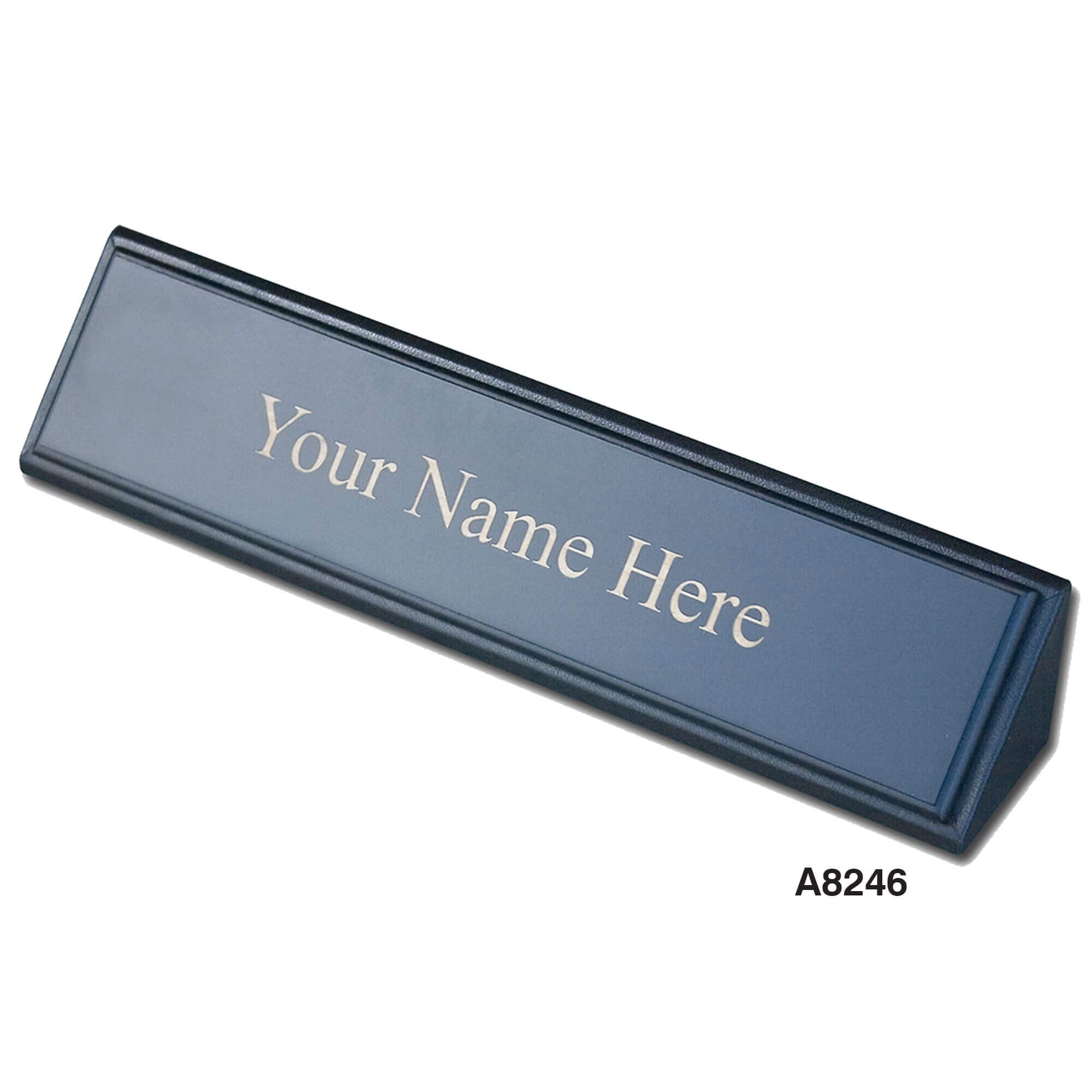 Classic Black Leather Nameplate Holder