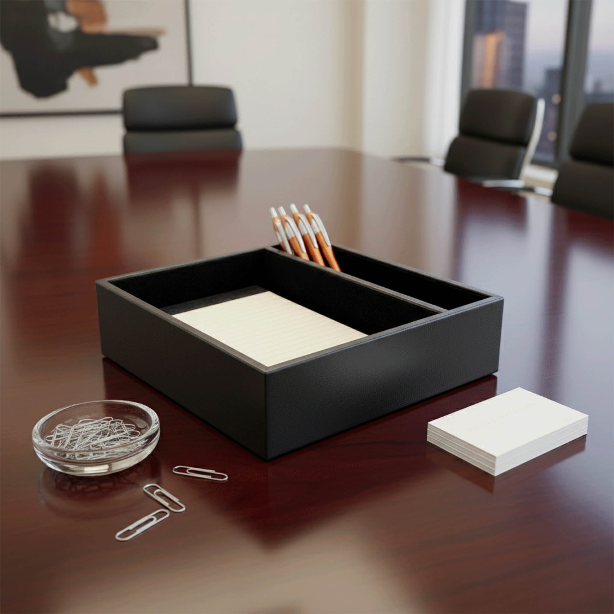 Classic Black Leather Junior Pad Organizer