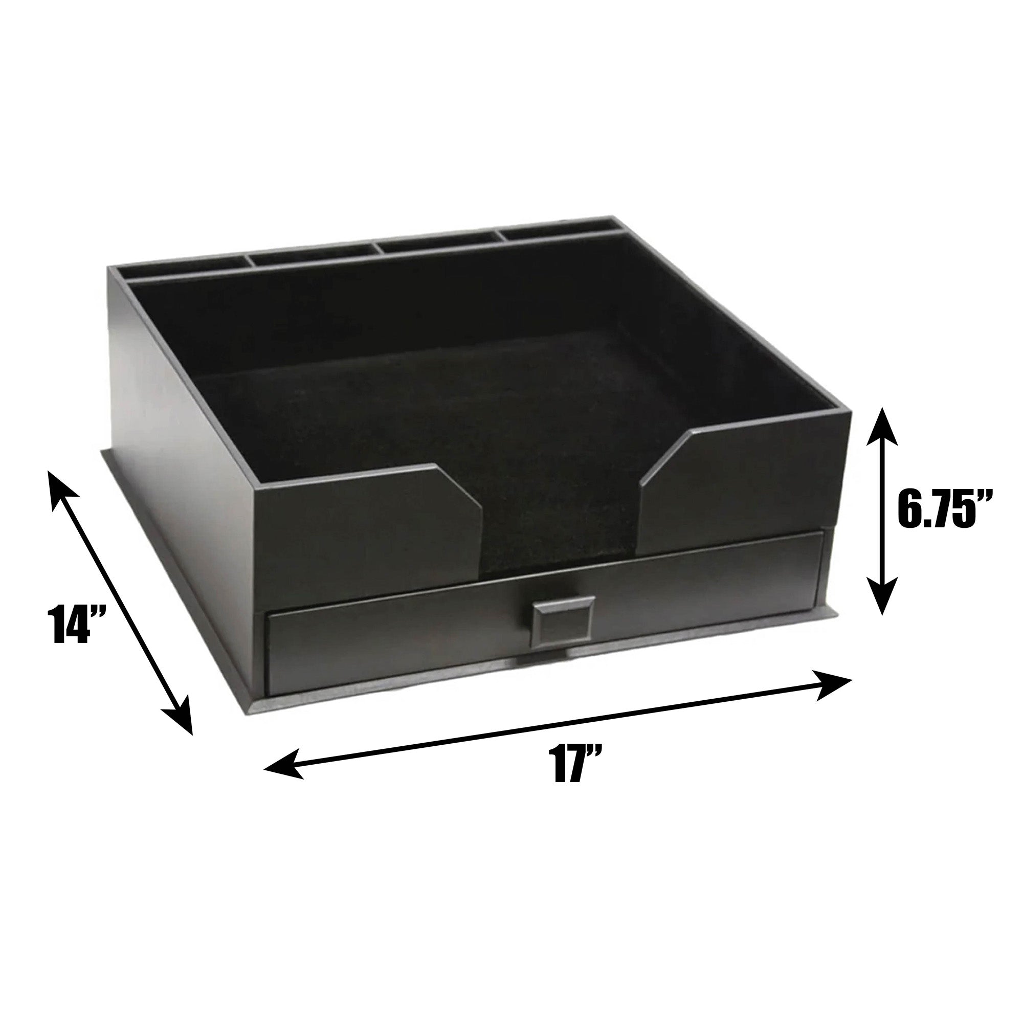 Black Leather Deluxe 17" x 14" Conference Pad & Coaster Holder