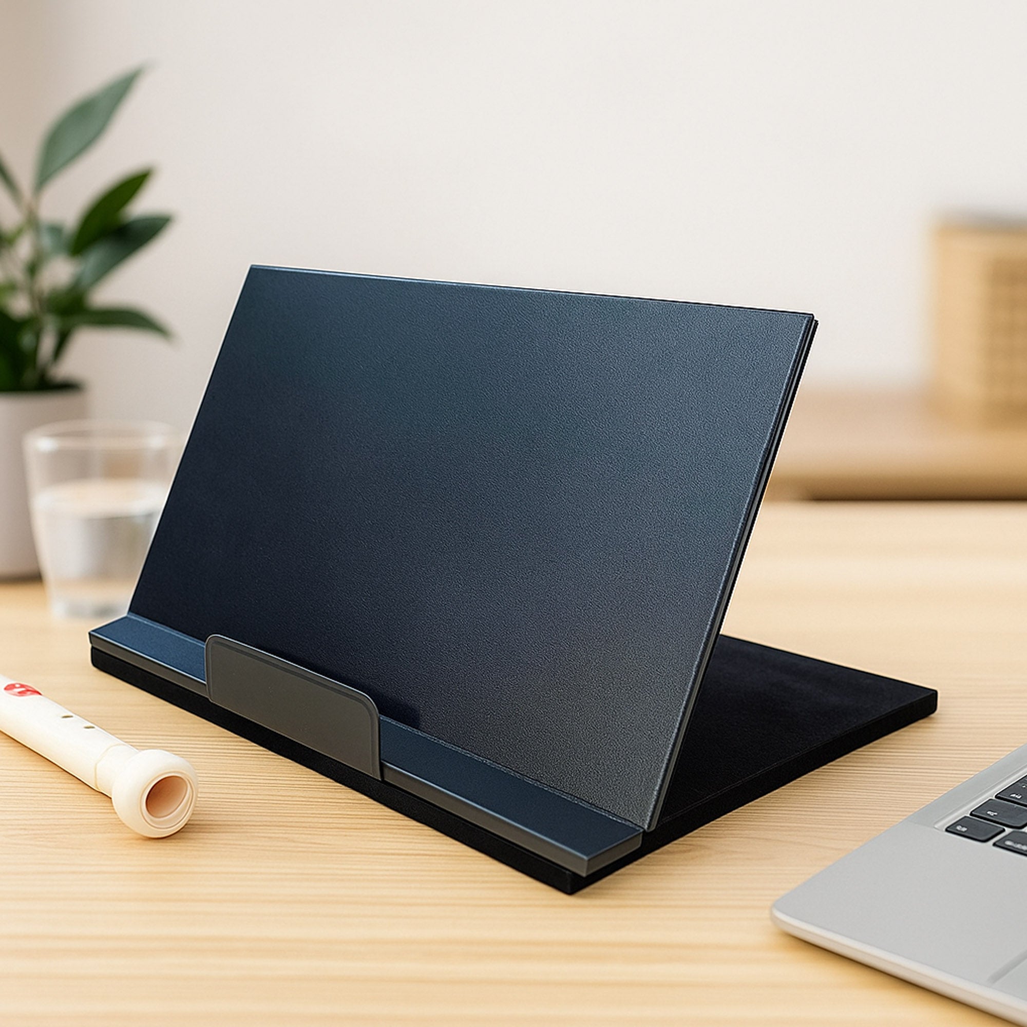 Classic Black Leather Tablet Stand