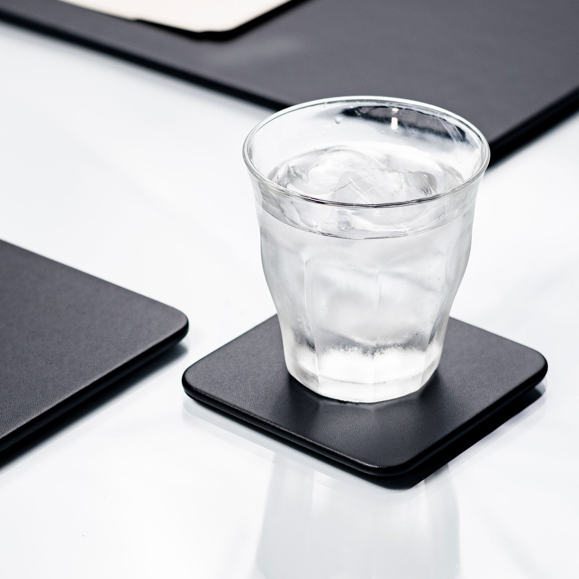 Black Leatherette Square Coaster