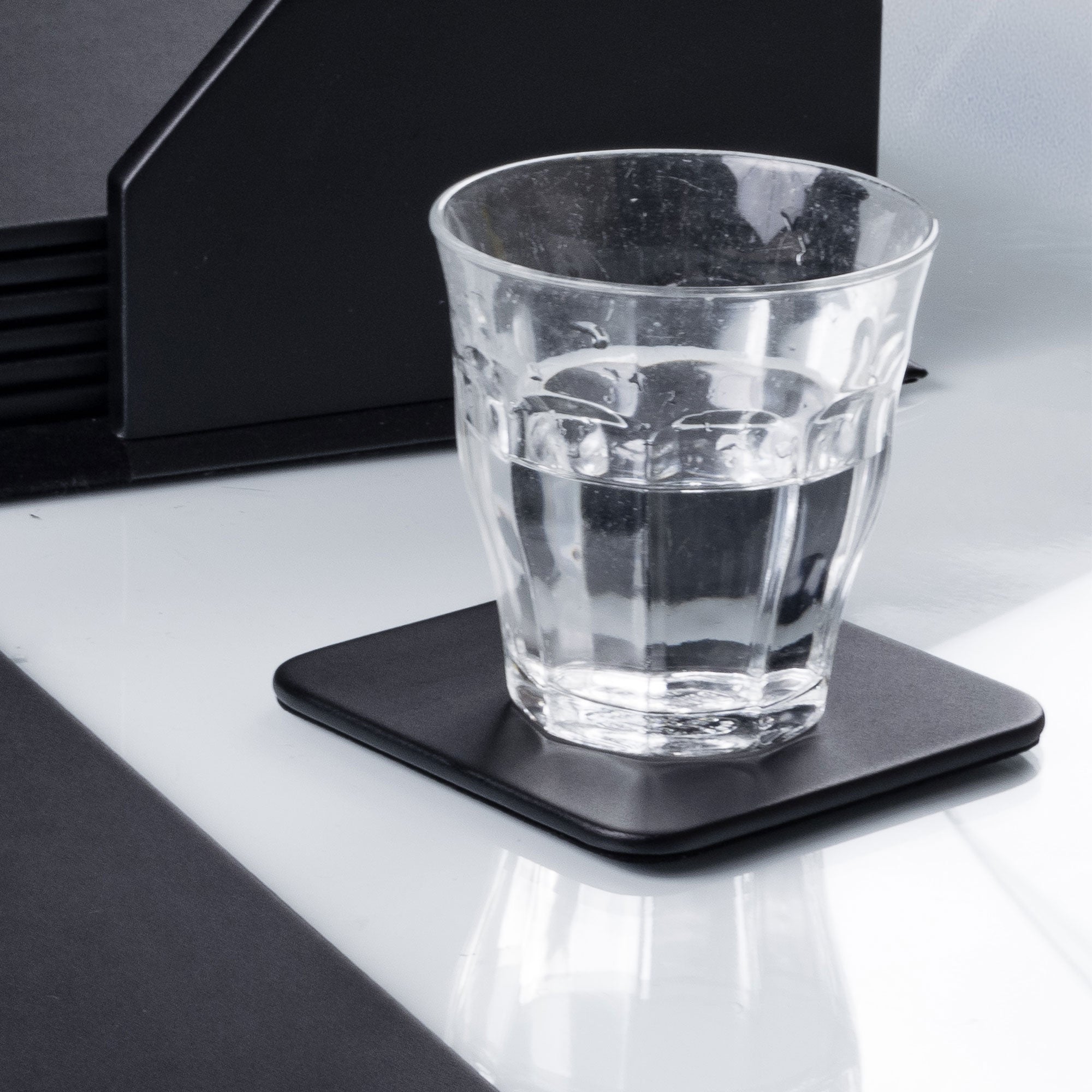 Black Leatherette Square Coaster