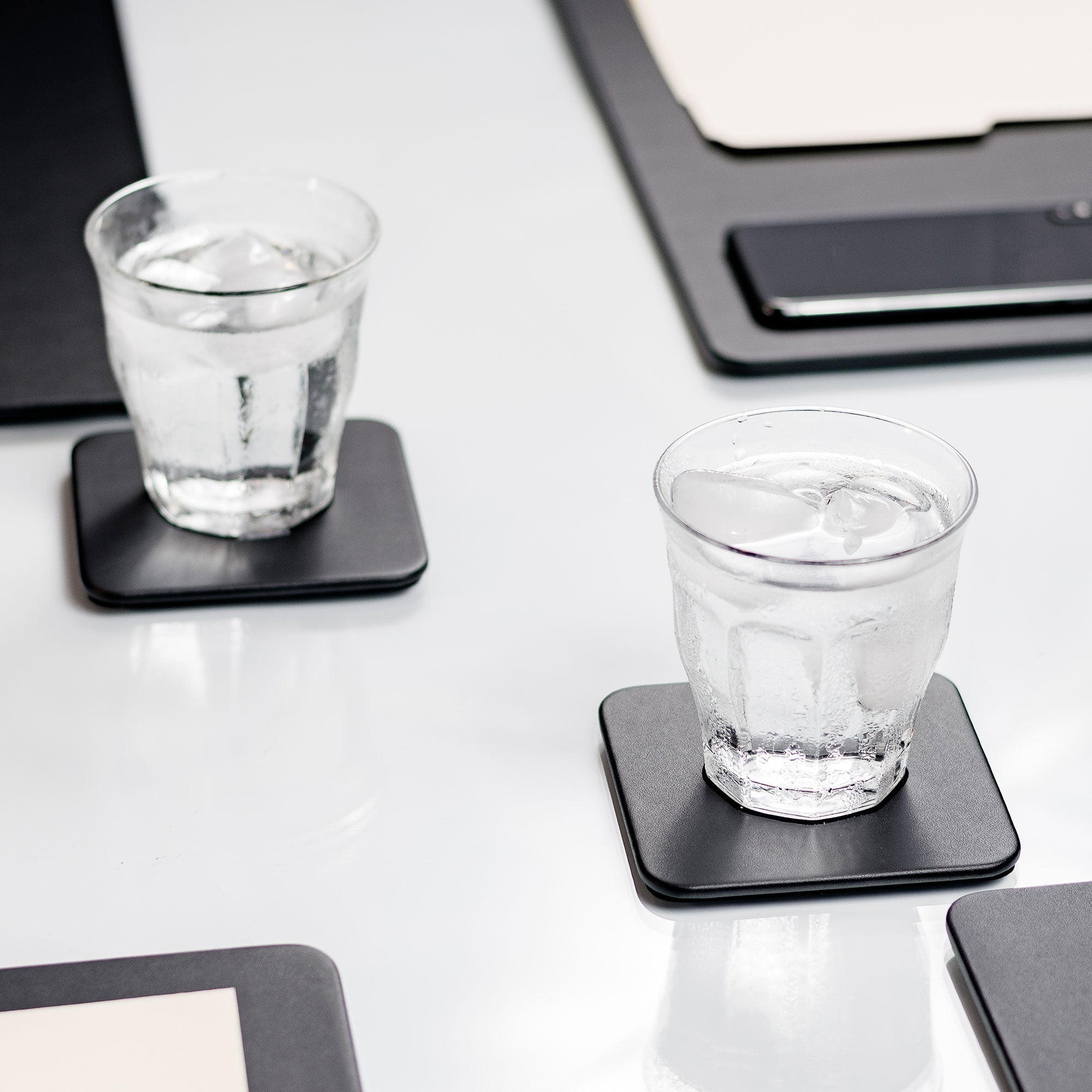 Black Leatherette Square Coaster