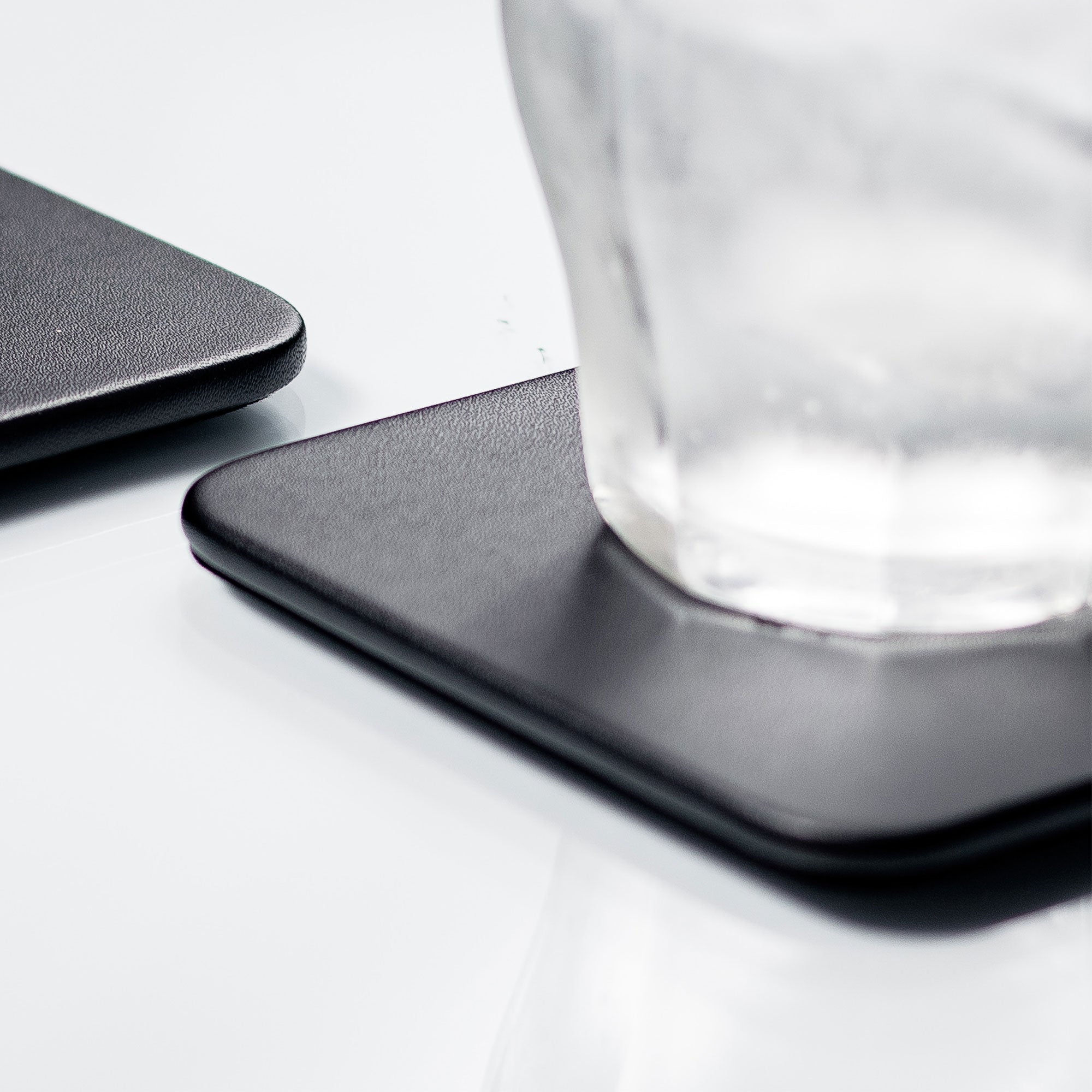 Black Leatherette Square Coaster