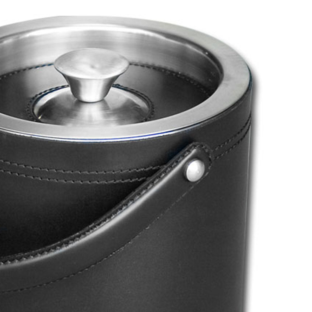 Classic Black Leather Ice Bucket