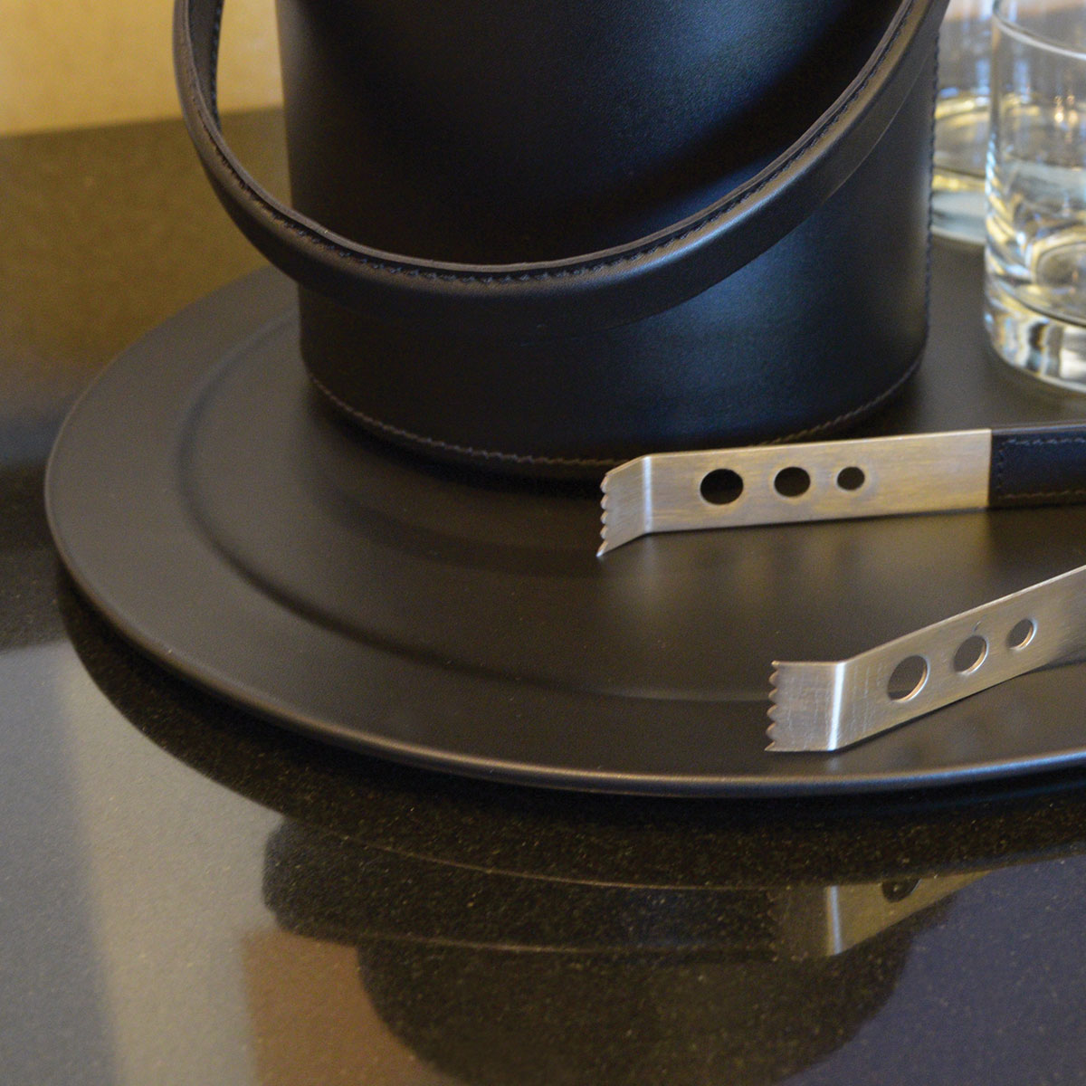 Classic Black Leather Serving Tray