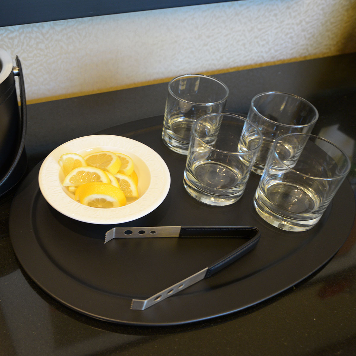 Classic Black Leather Serving Tray