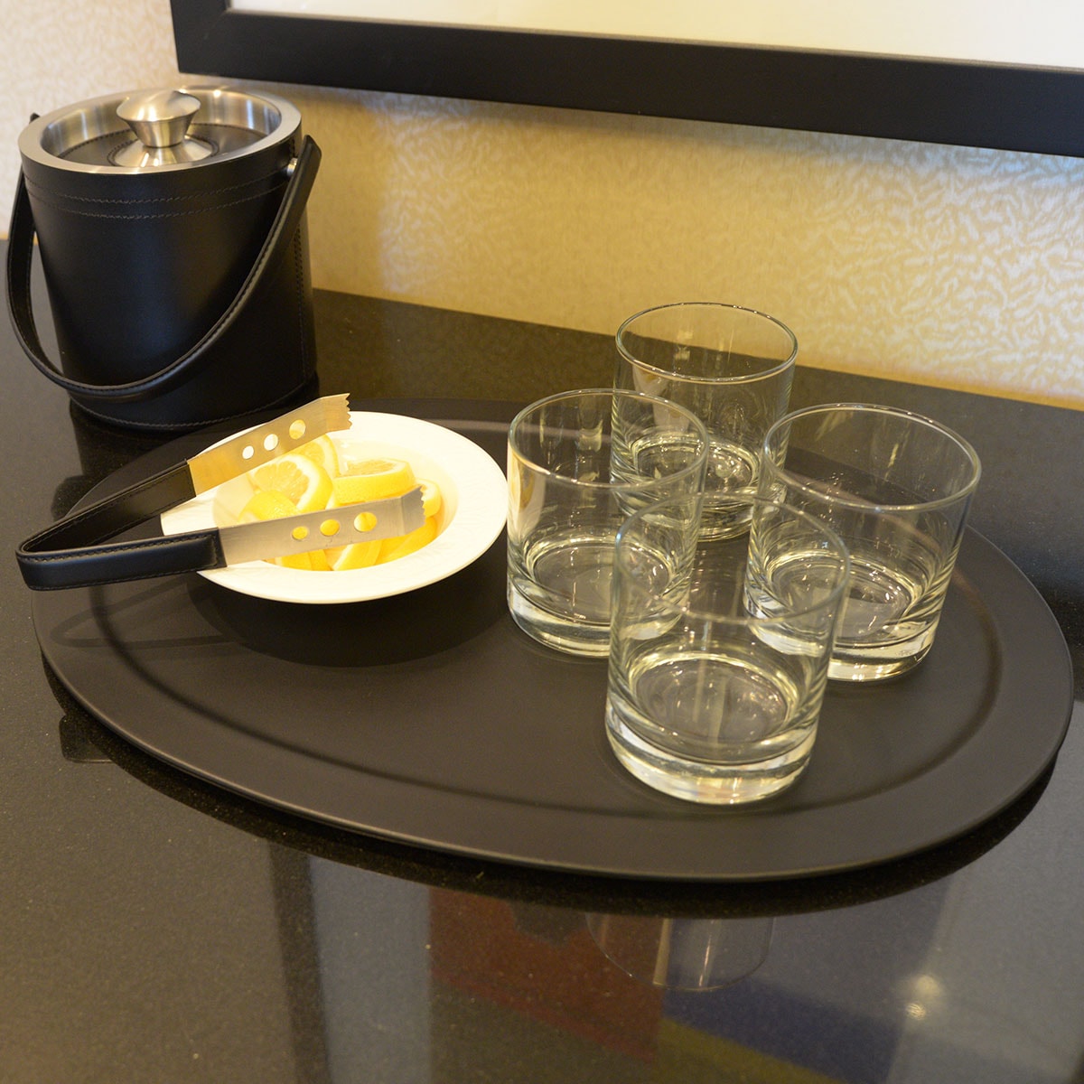 Classic Black Leather Serving Tray