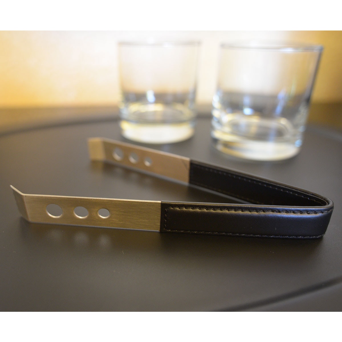 Classic Black Leather Ice Tongs