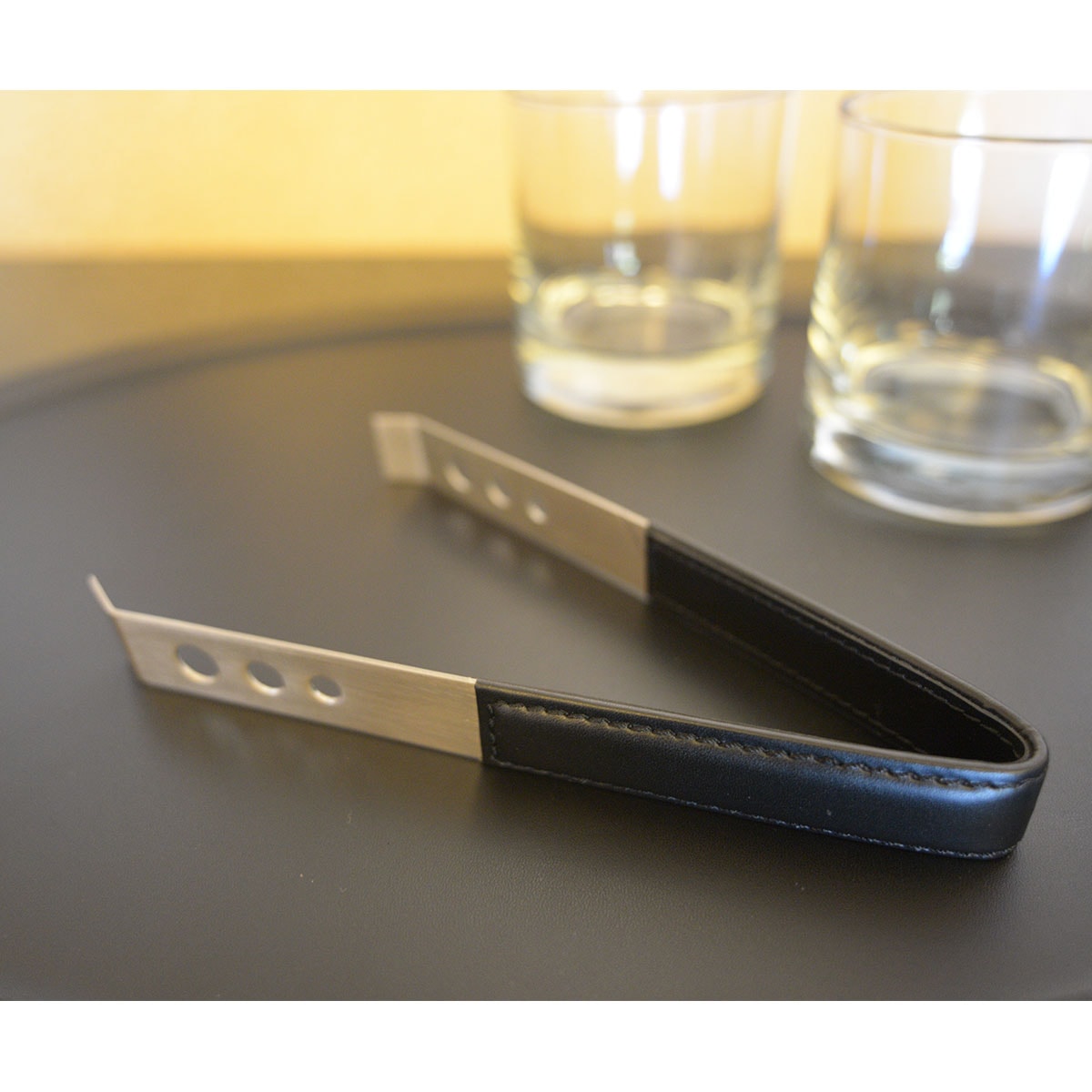 Classic Black Leather Ice Tongs