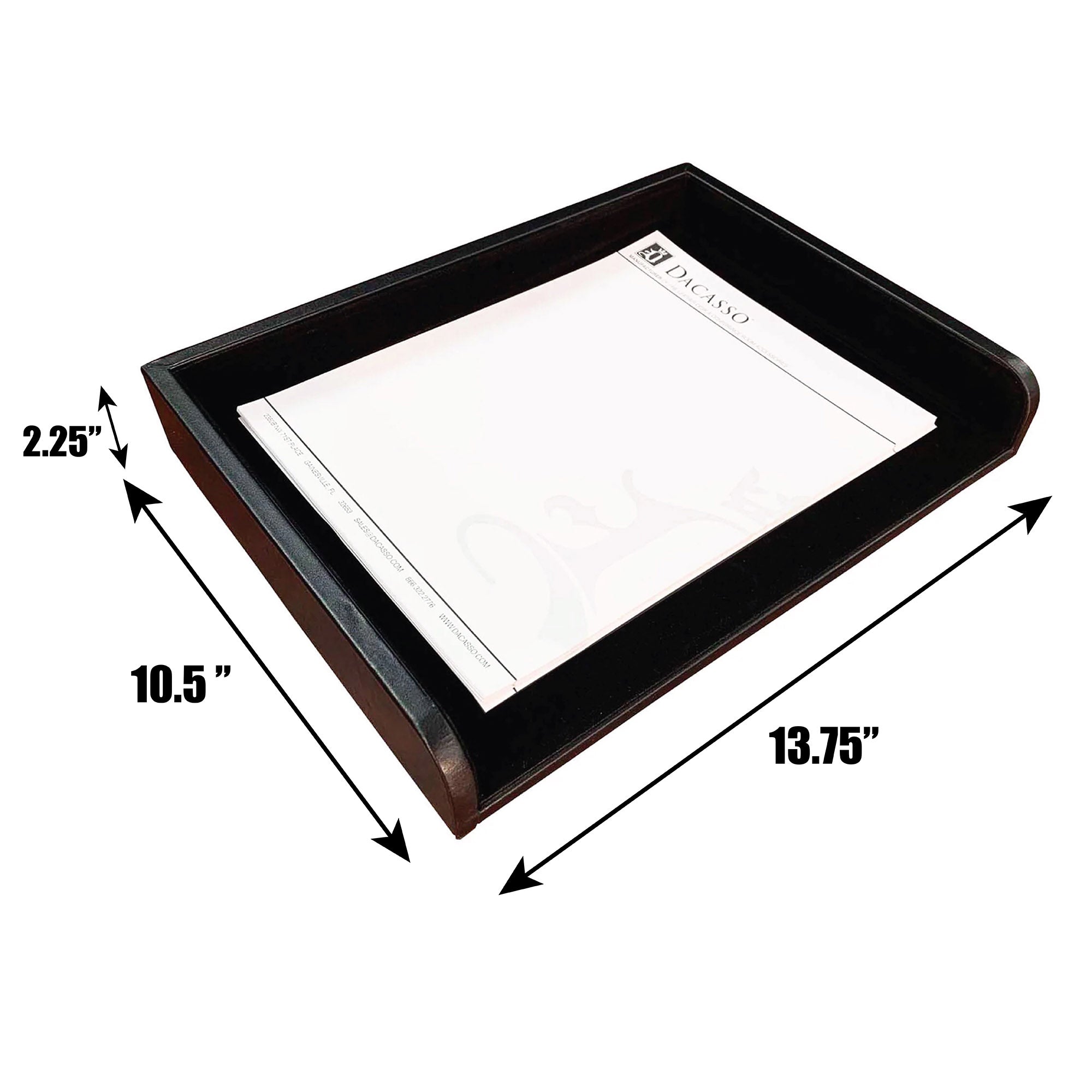 Classic Black Leather Side Load Letter Tray