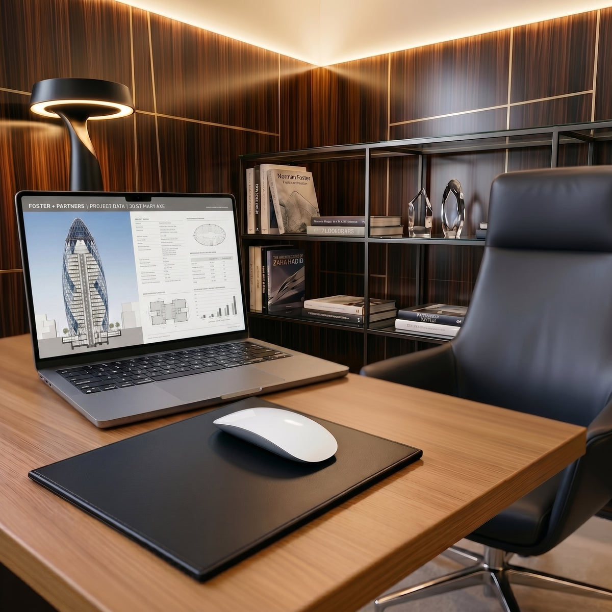 Black Leather Rectangular Mouse Pad With Stitching
