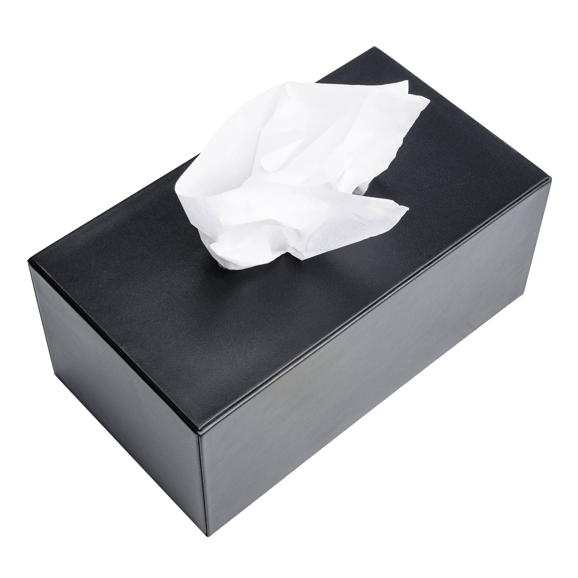 Classic Black Leather Rectangular Tissue Box Cover
