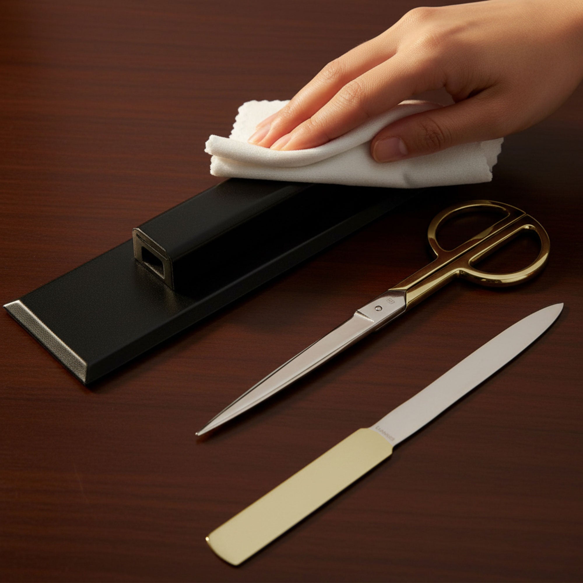 Classic Black Leather Library Set - Gold Hardware