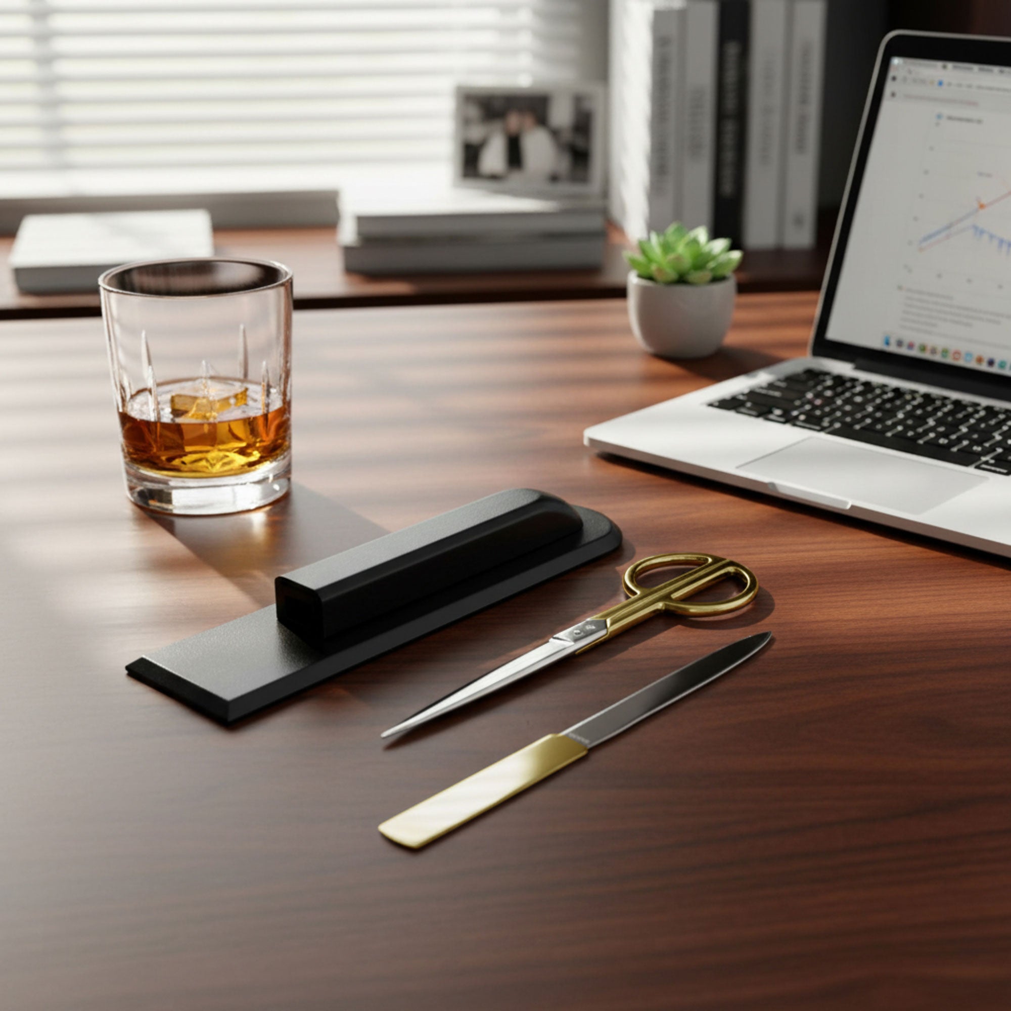 Classic Black Leather Library Set - Gold Hardware