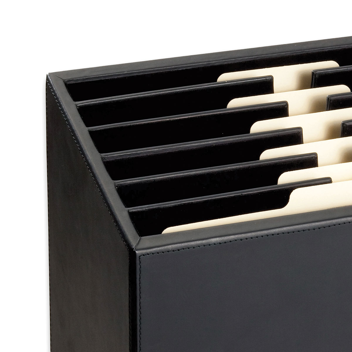 Classic Black Leather Vertical Letter Sorter