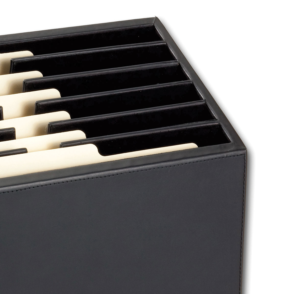 Classic Black Leather Vertical Letter Sorter