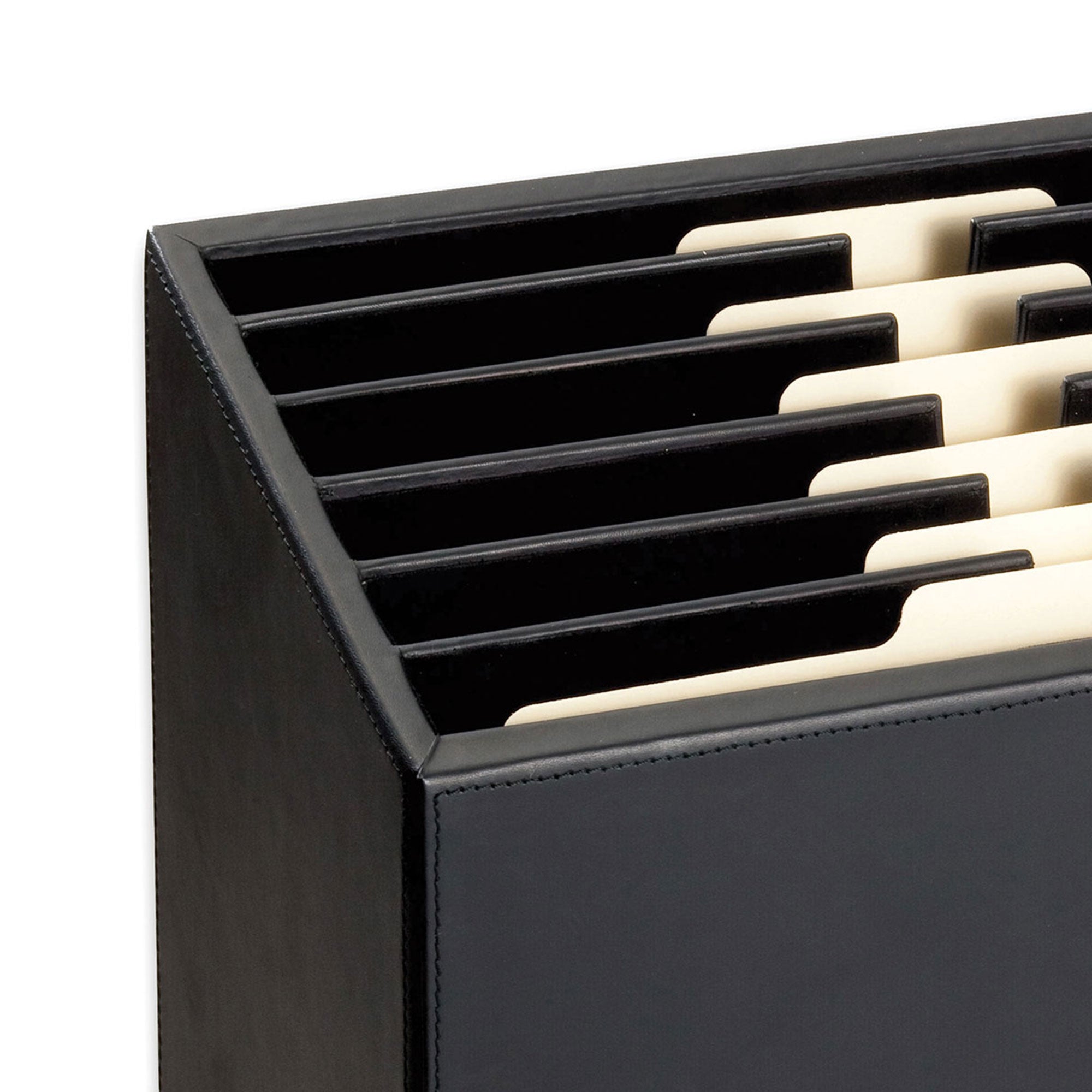 Classic Black Leather Vertical Letter Sorter
