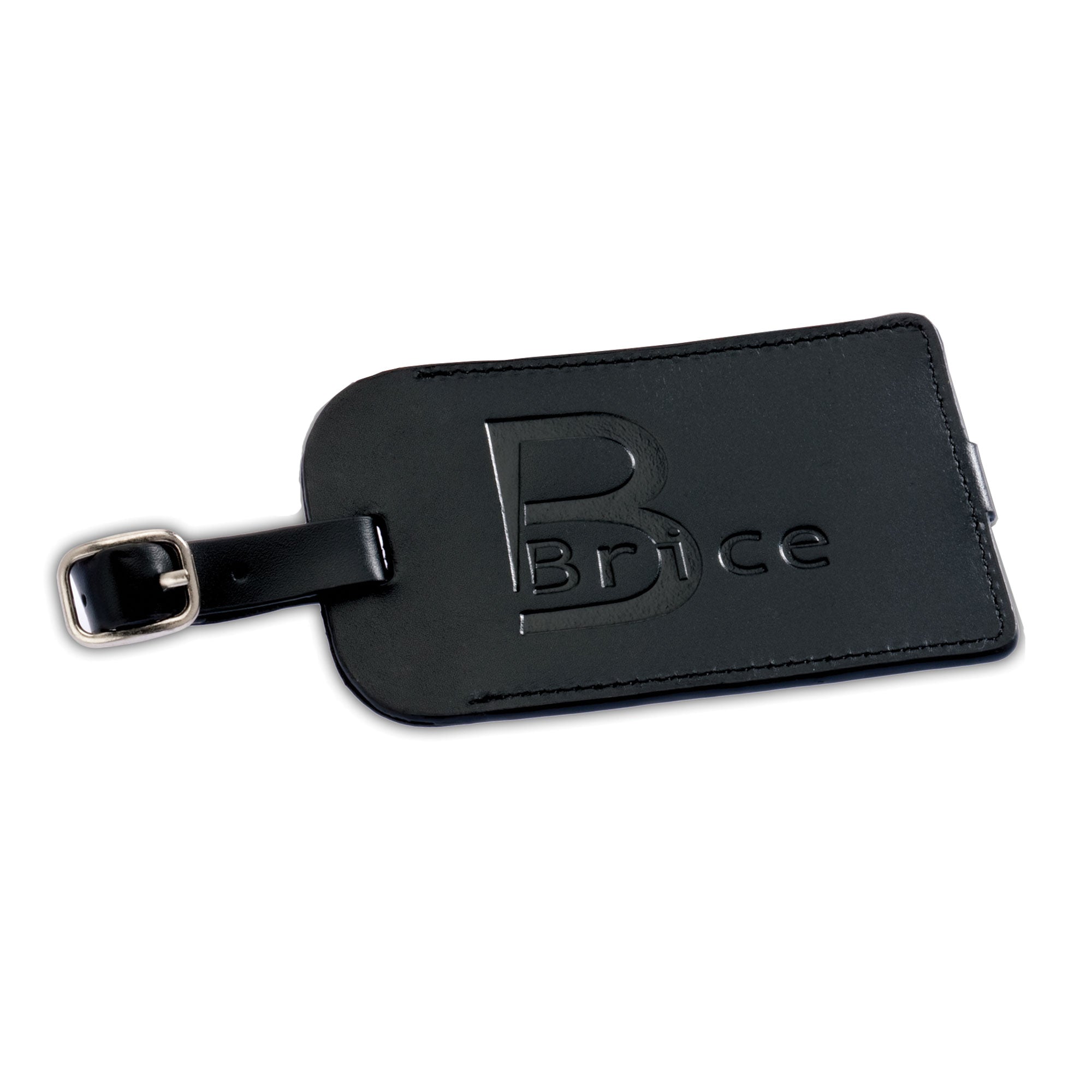 Classic Black Leather Luggage Tag
