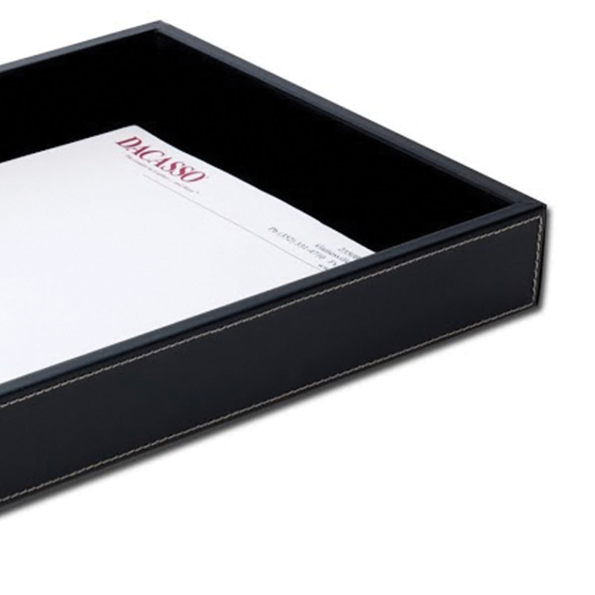 Rustic Black Leather Letter Tray