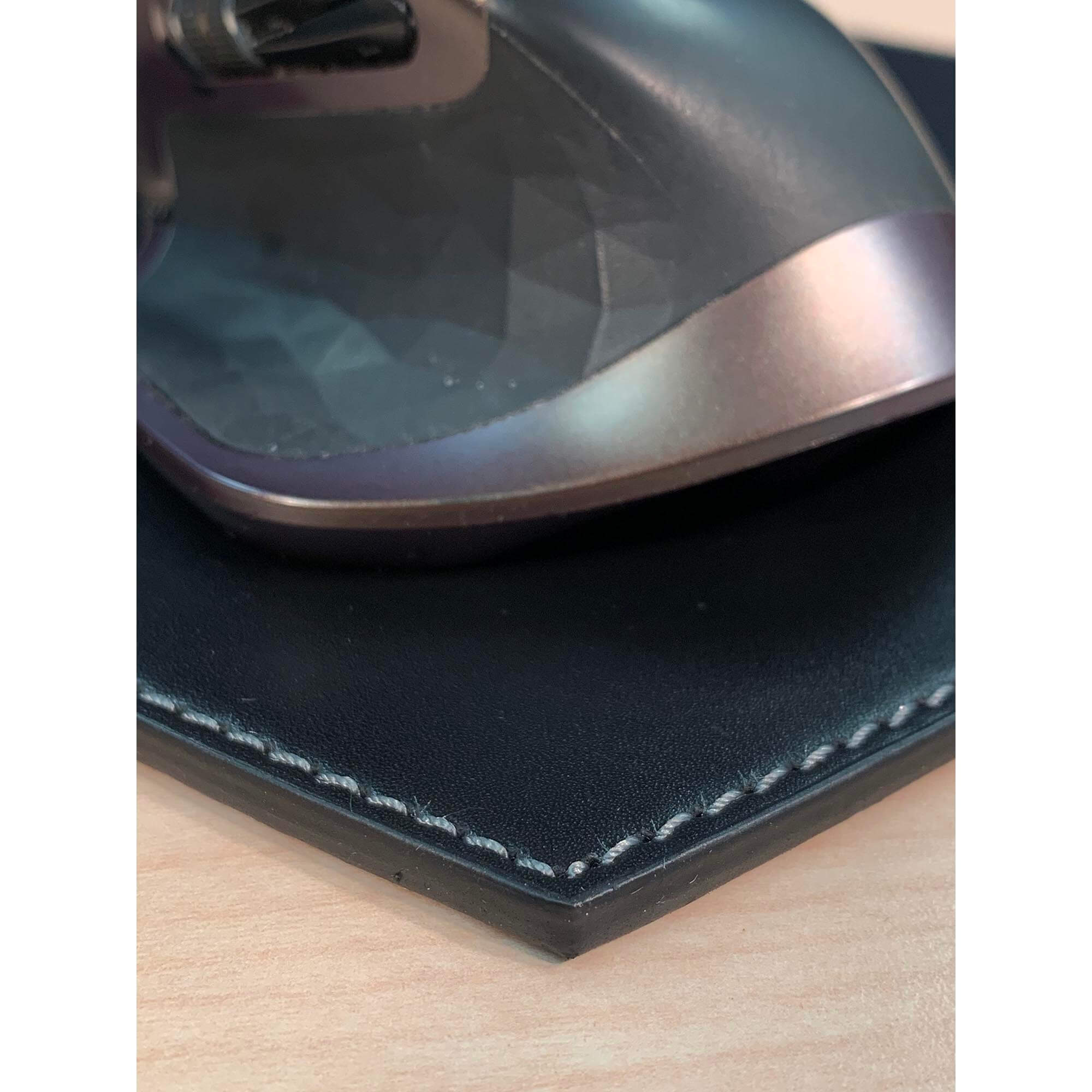 Rustic Black Leather Mouse Pad