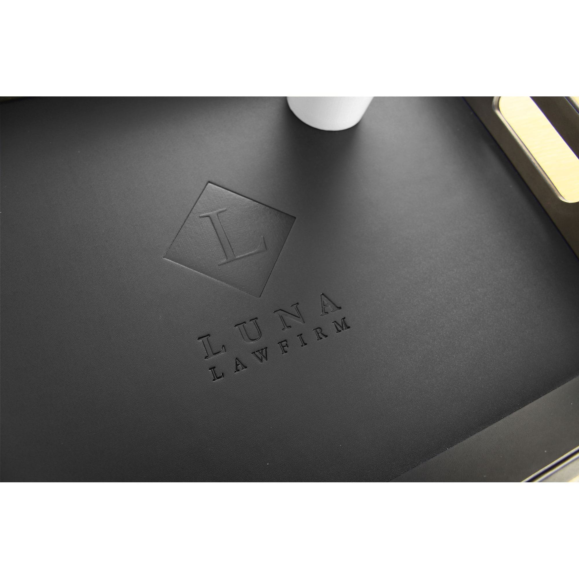 Black Leatherette Serving Tray with Handles