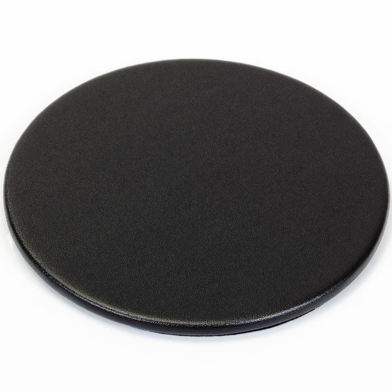 Black Leatherette 10 Round Coaster Set w/ Holder