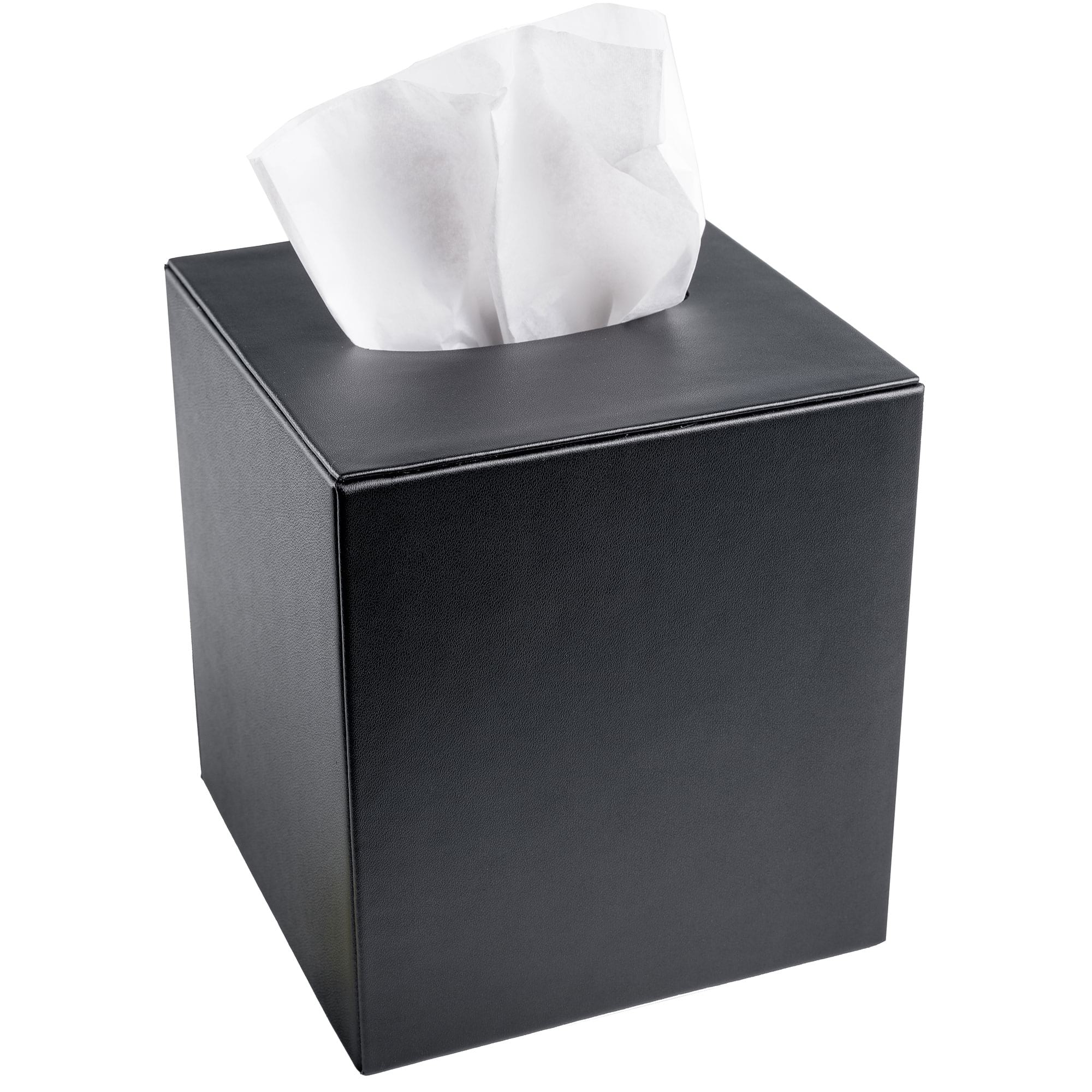 Black Leatherette Tissue Box Cover