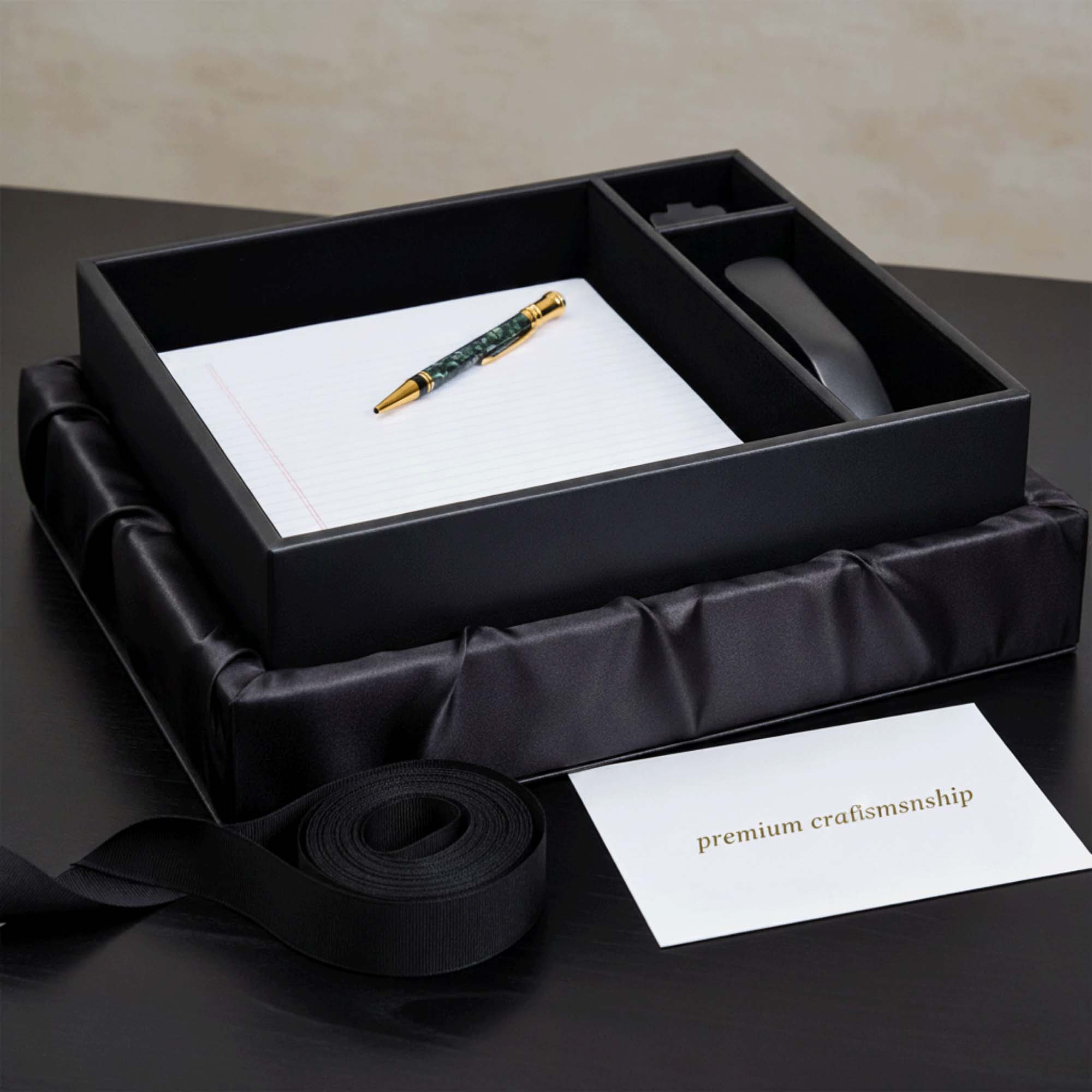 Black Leatherette Conference Room Organizer Tray