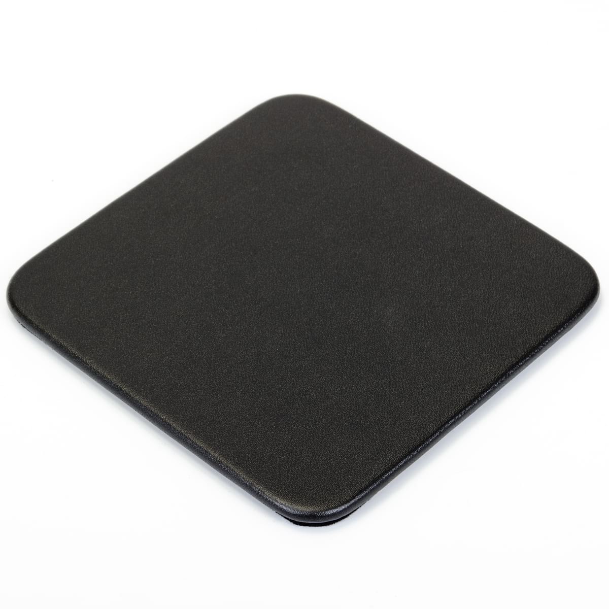 Black Leatherette 10 Square Coaster Set w/ Holder