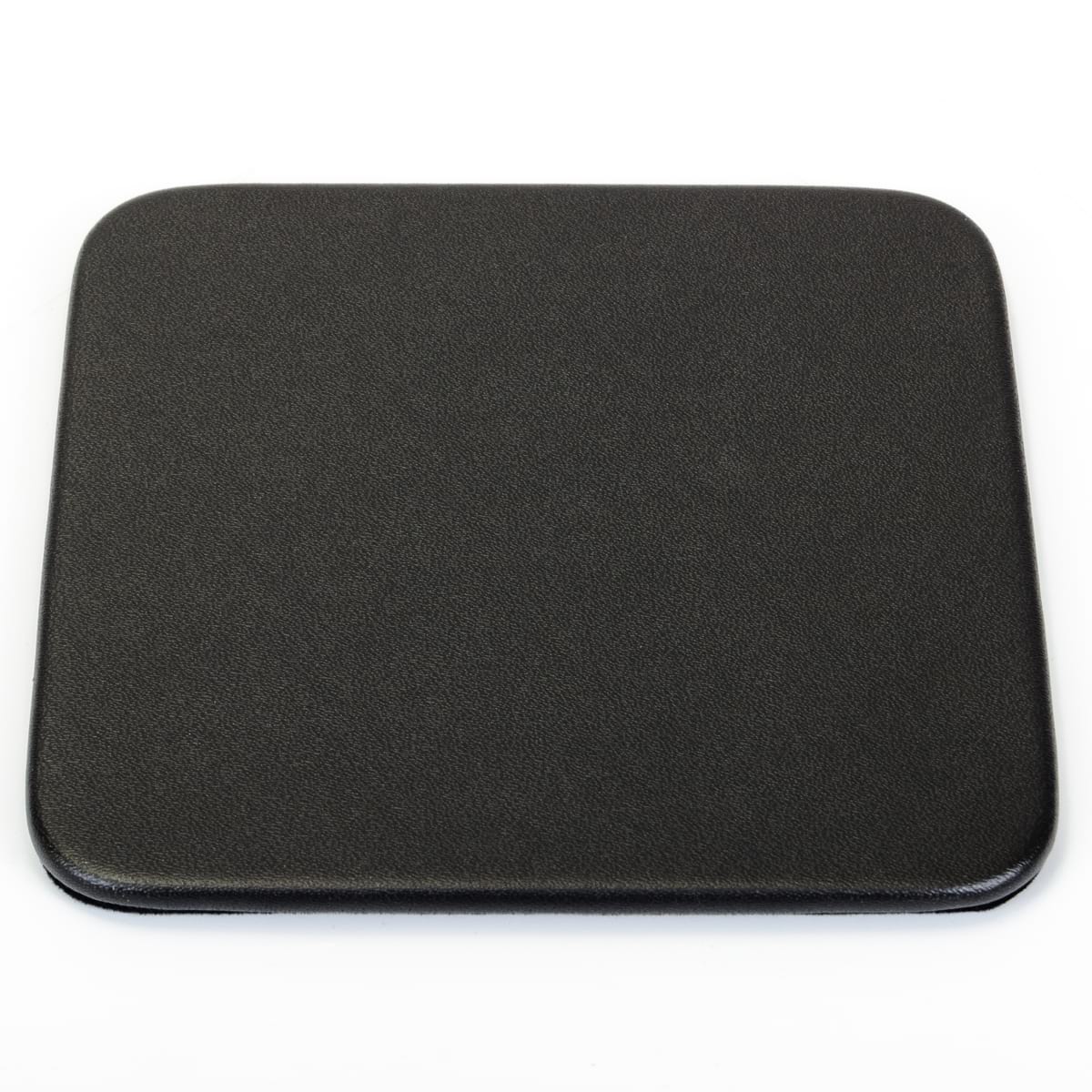 Black Leatherette 10 Square Coaster Set w/ Holder