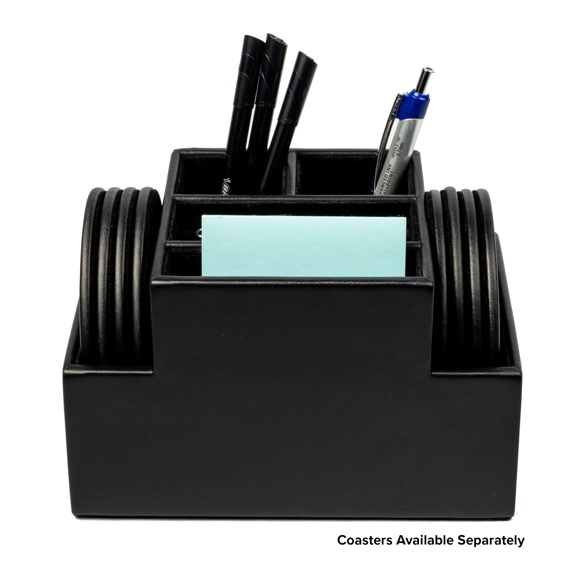 Black Leatherette Multi-Purpose Desk Supply Organizer