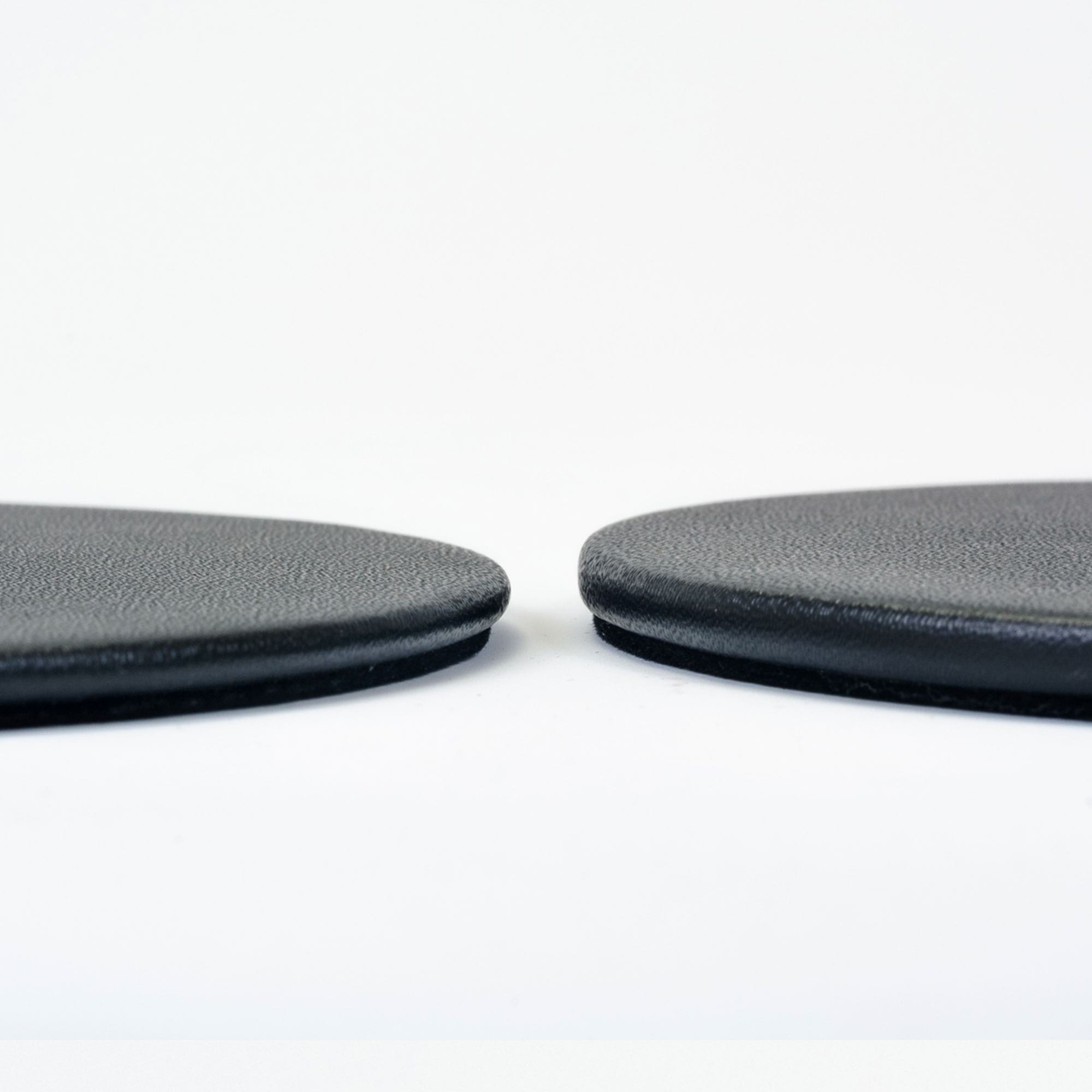 Black Leatherette Round Coaster w/ Thin Metal Core