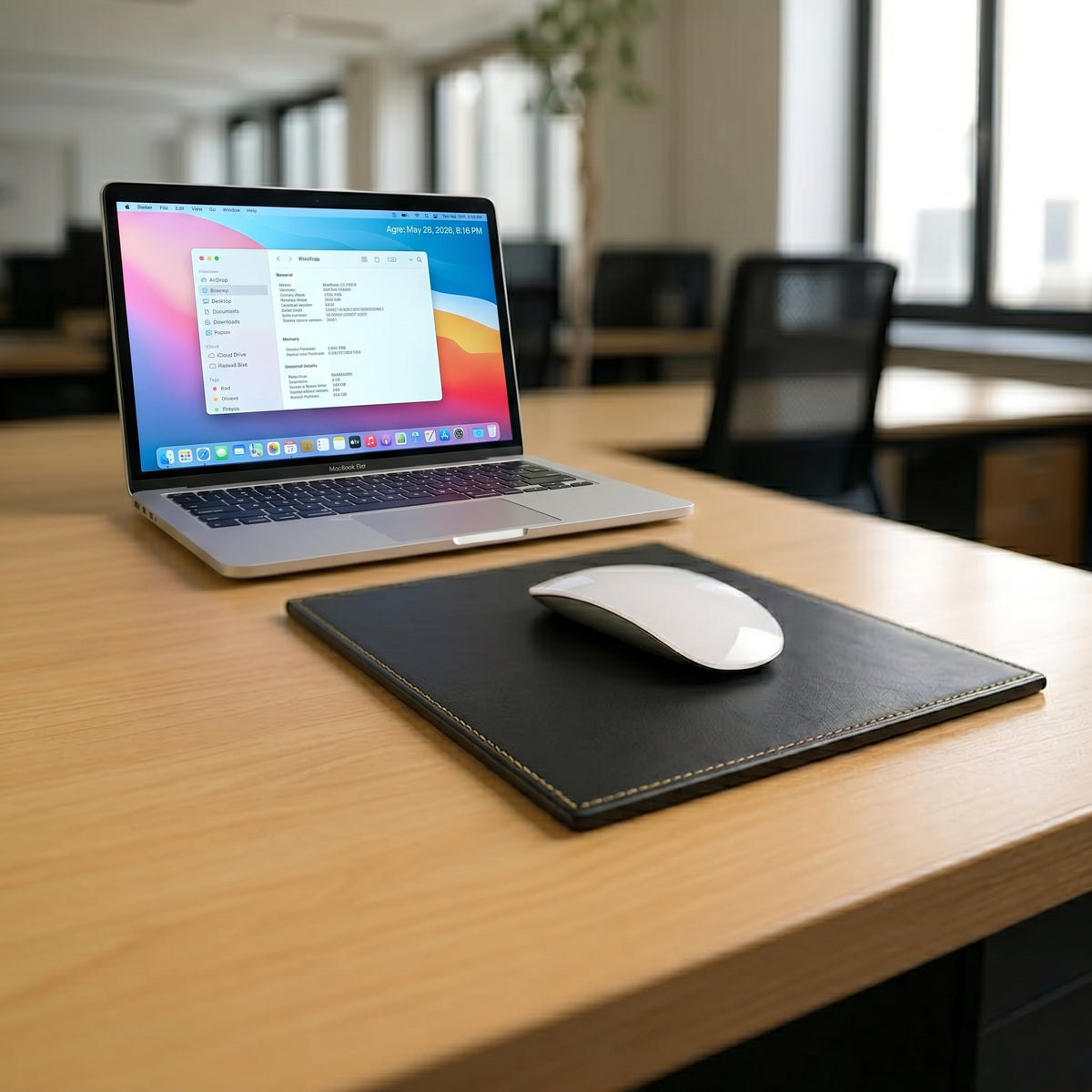 Black Leatherette Rectangular Mouse Pad With Stitching