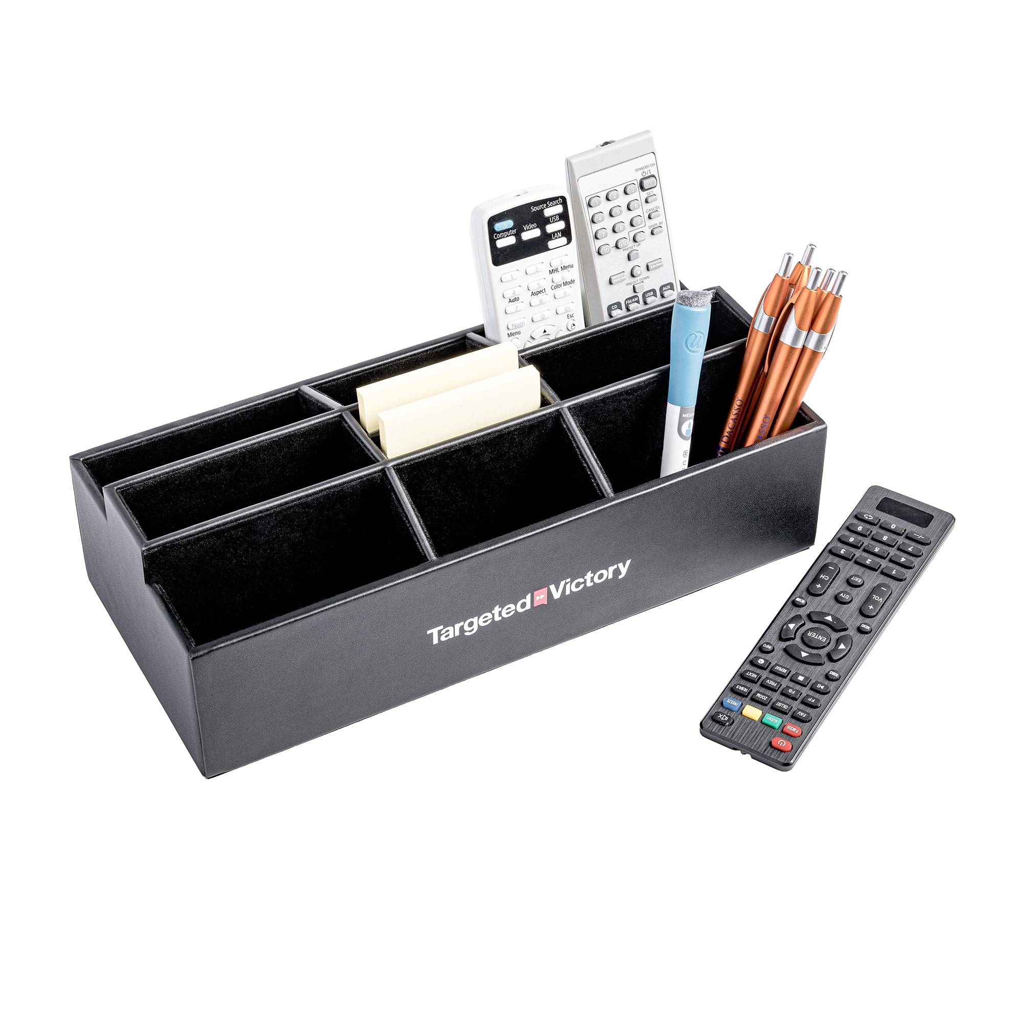 Black Leatherette Remote Control Organizer